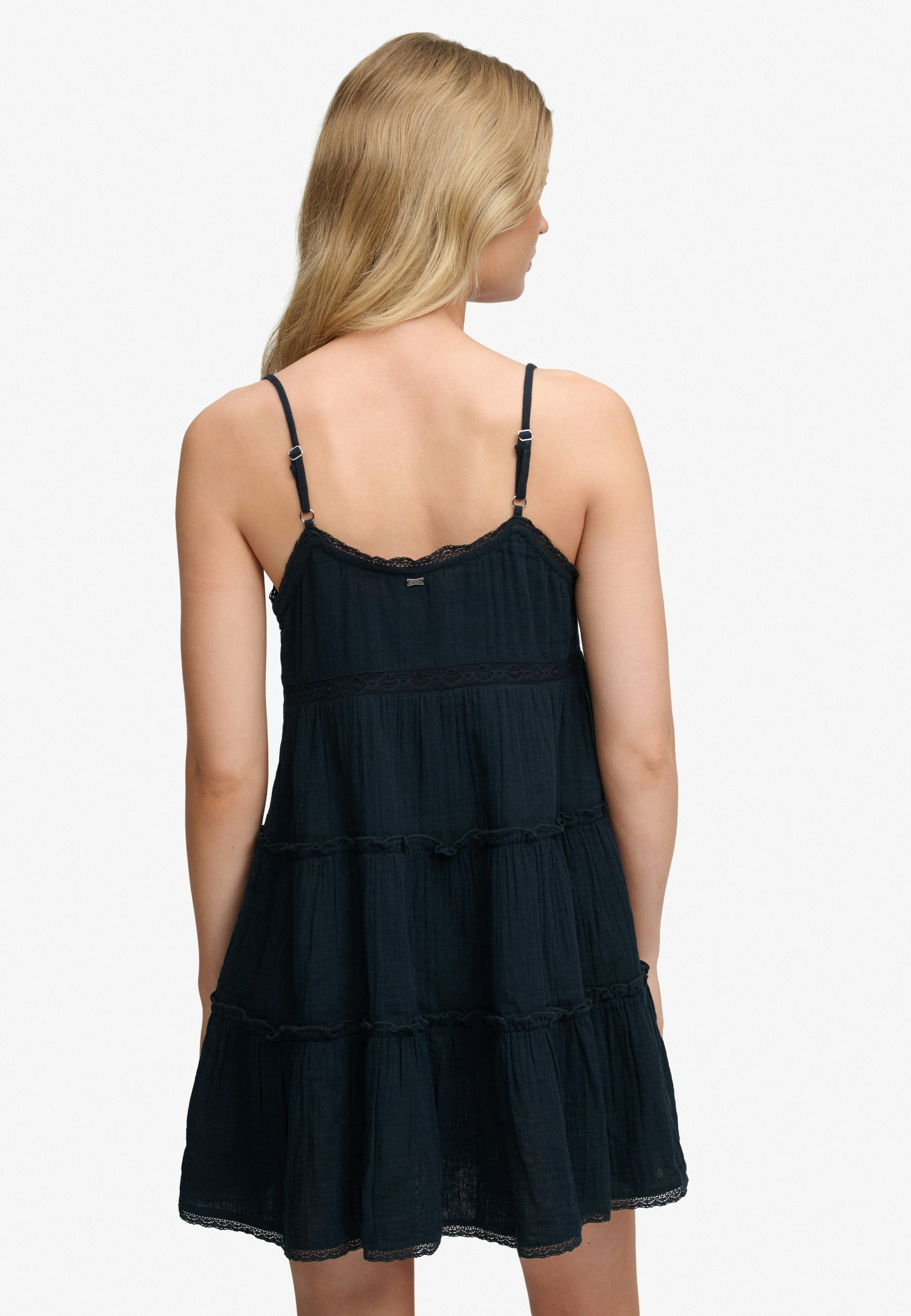Superdry Sommerkleid »CHEESECLOTH TIERED MINI DRESS« aus Baumwolle, Relaxed Fit, ohne Ärmel, pflegeleichtes Webmaterial