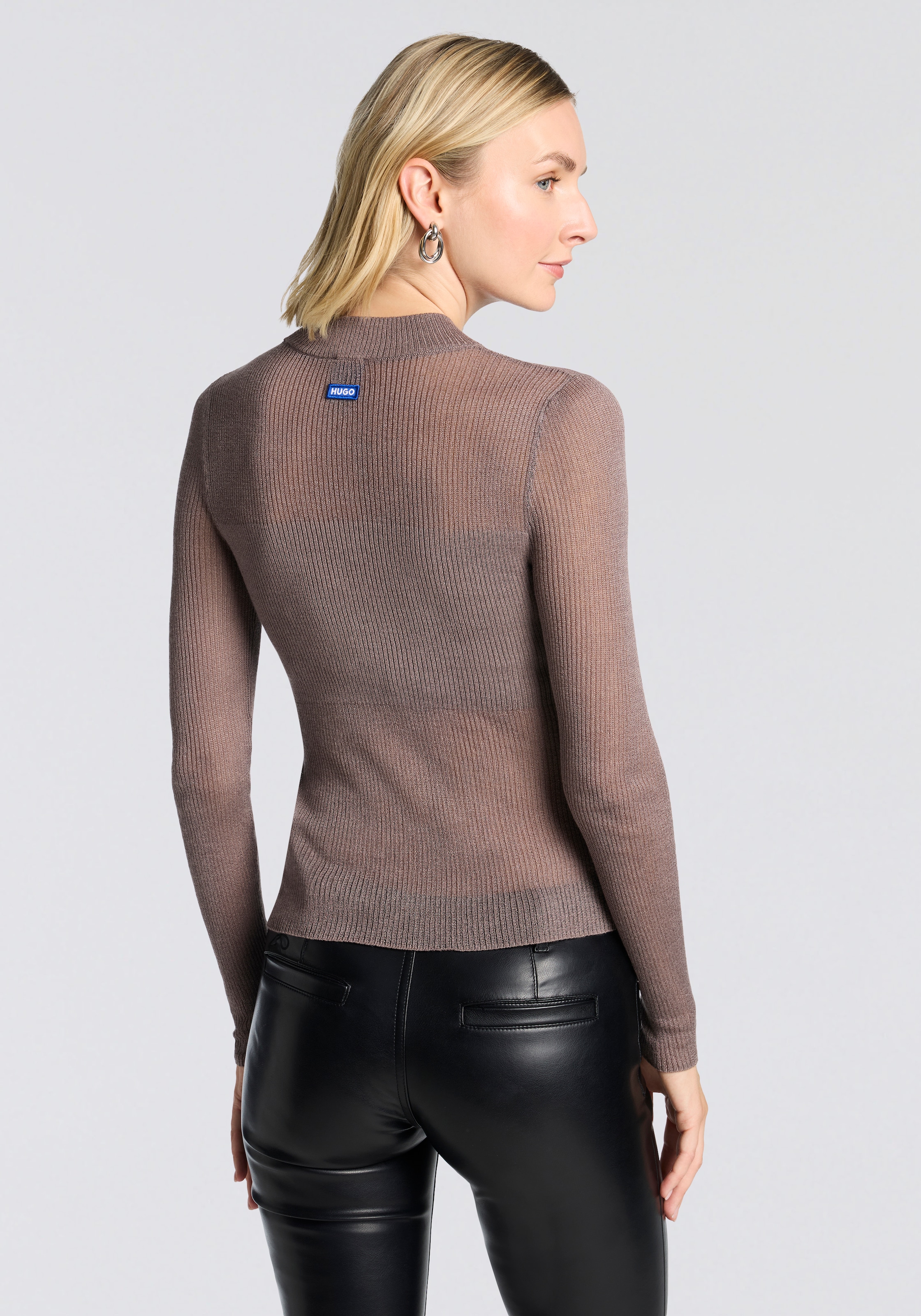 HUGO Blue Stehkragenpullover »Slumy« mit Bandeau-Effekt, Slim Fit