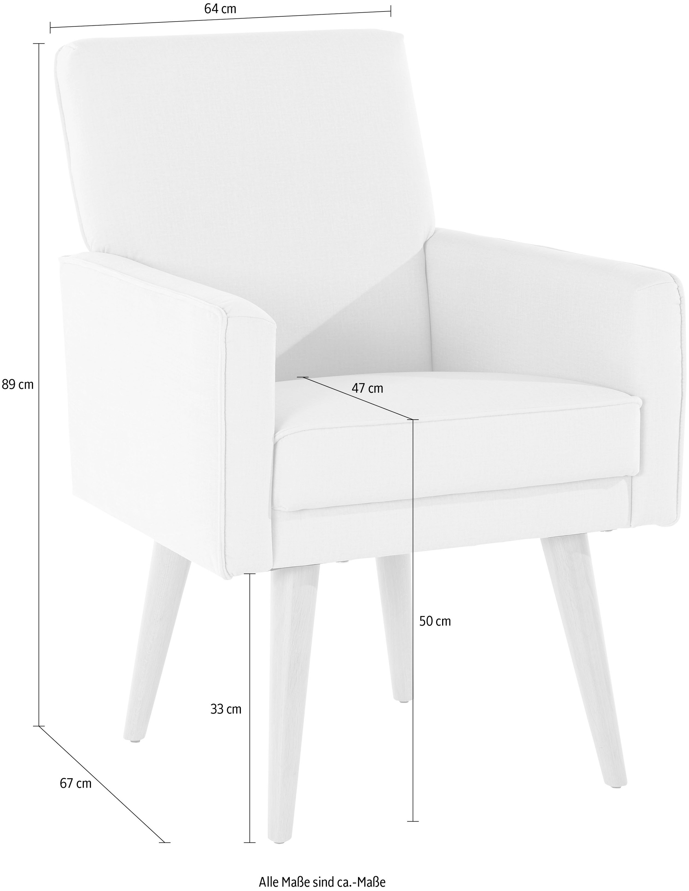 exxpo - sofa fashion Sessel »Lungo, Loungesessel mit moderner Kedernaht, bequem und elegant«, Breite 64 cm, hoher Holzfuß