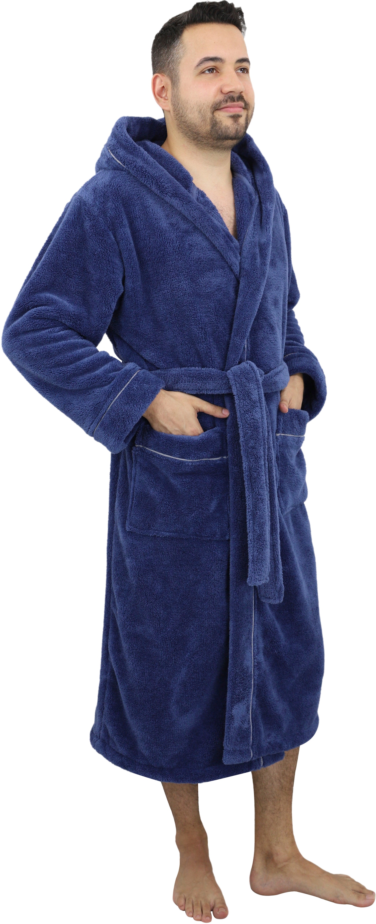 my home Unisex-Bademantel »Lillou, ideal für Sauna & Spa, Hotelbademantel, Morgenmantel«, (1 St.), kuschelig weicher Fleece, für Damen und Herren, XS-3XL
