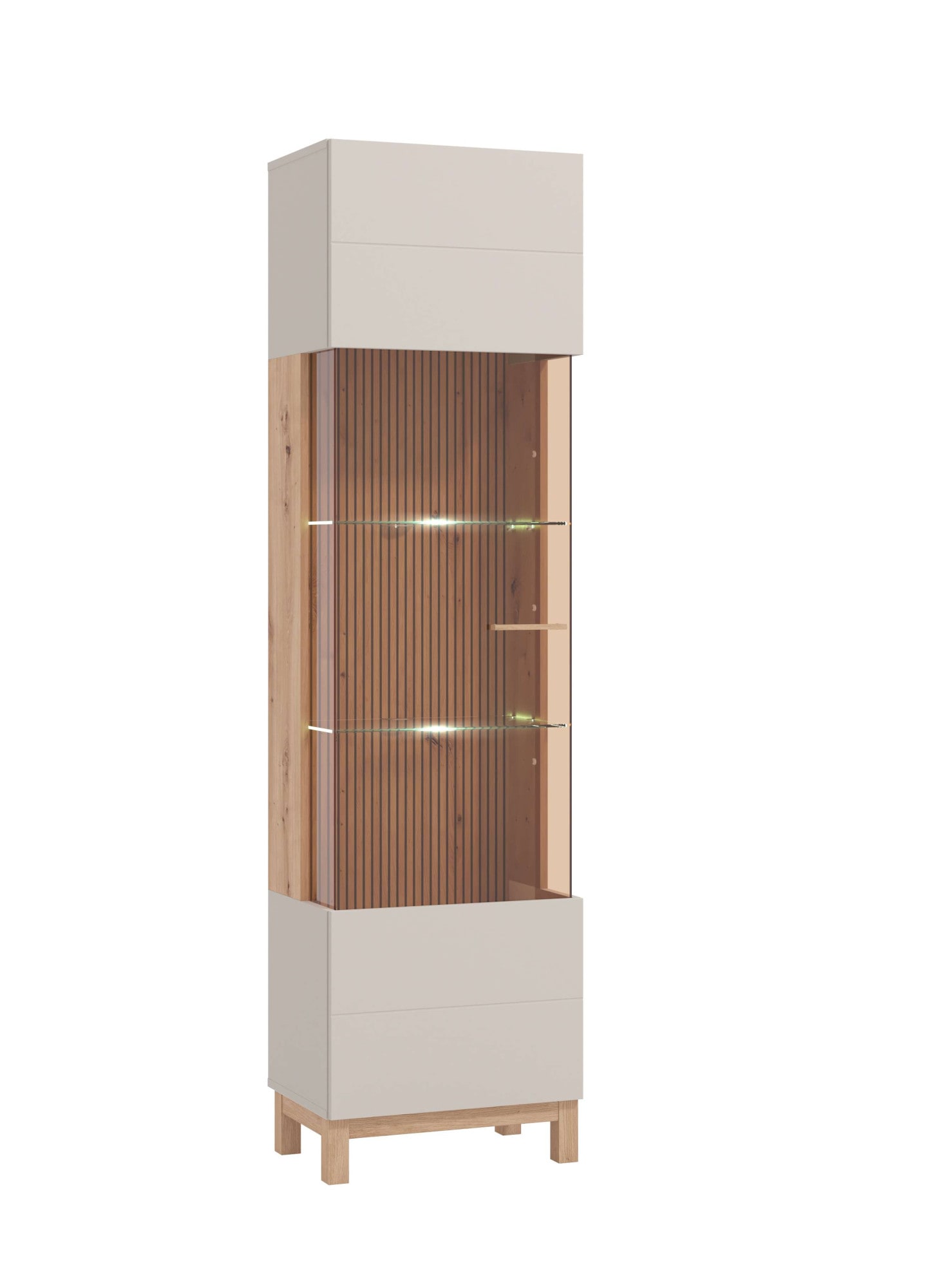 Home affaire Vitrine »Essex Vitrinenschrank, Glasschrank, Standvitrine, Highboard/Sideboard« 1 Tür, 4 Einlegeböden, 5 Fächer, Gesamtmaße (B/T/H): 51,5/35/191,5 cm