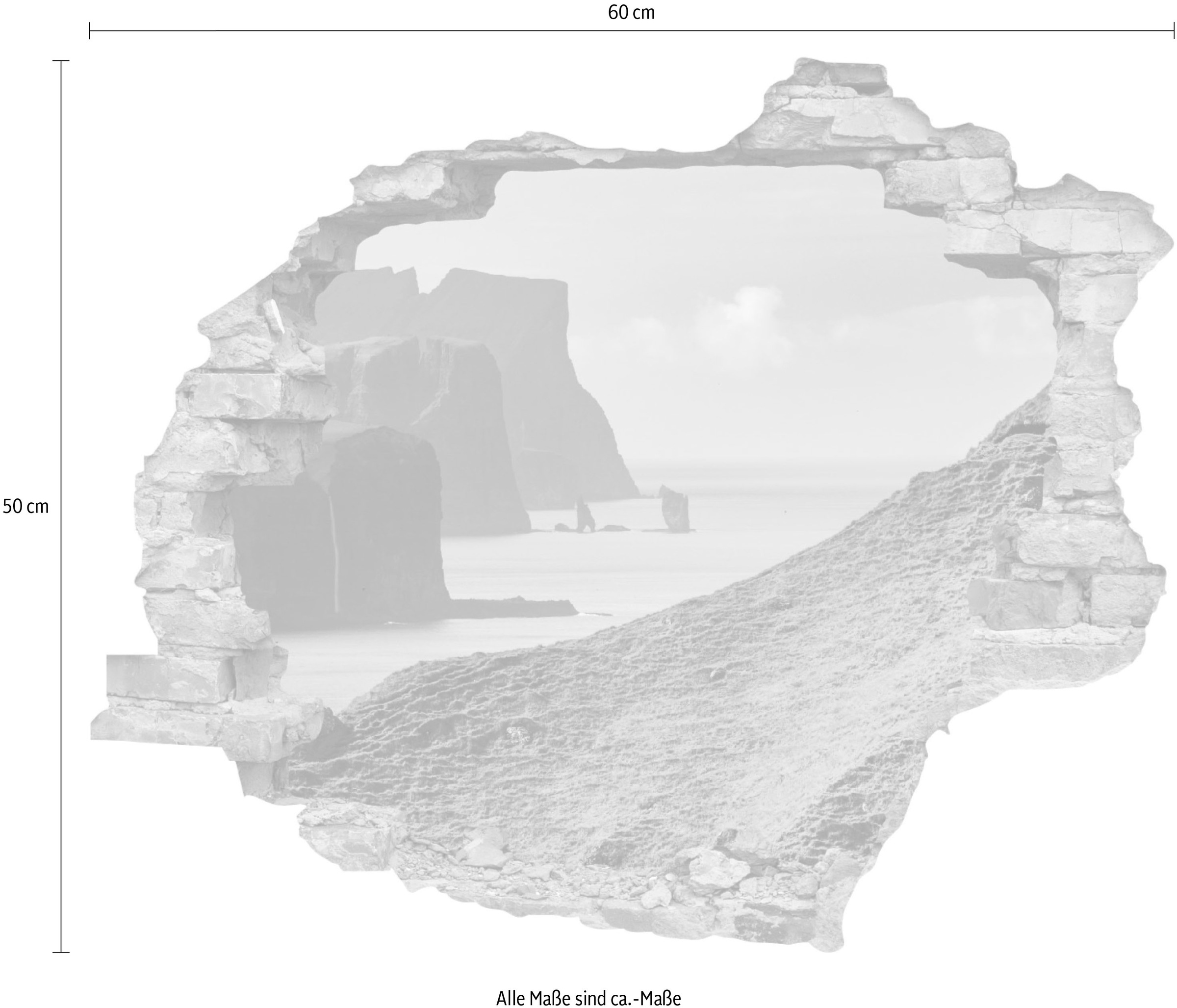 queence Wandtattoo »Fjord«, (1 St.), Wandsticker, Wandbild, selbstklebend, 3D, Wanddurchbruch