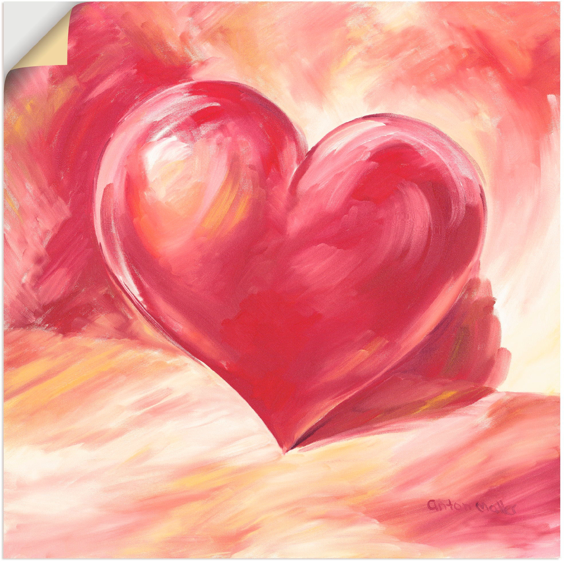 Artland Wandbild »Rosa/rotes Herz«, kaufen Raten St.), Herzen, (1 Größen Poster versch. Leinwandbild, auf in Alubild, als oder Wandaufkleber