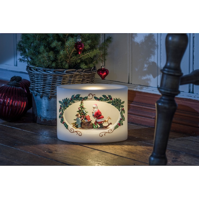 KONSTSMIDE LED-Kerze »Weihnachtsdeko«, LED Echtwachskerze Weihnachtsmann  mit Kind auf Rechnung bestellen