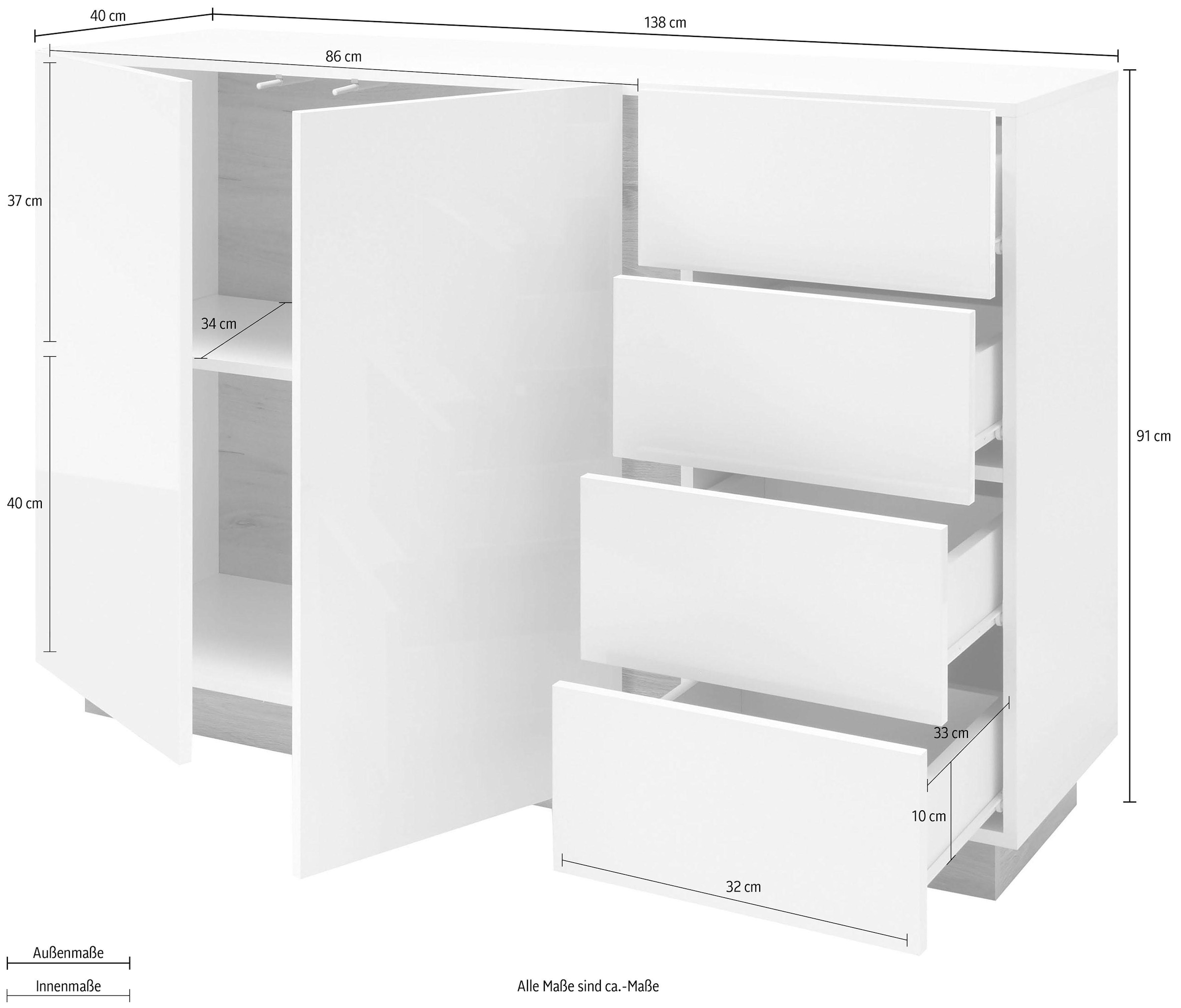 Sideboard cm bestellen »CLAiR INOSIGN Breite 138 auf Raten 53«, Sideboard