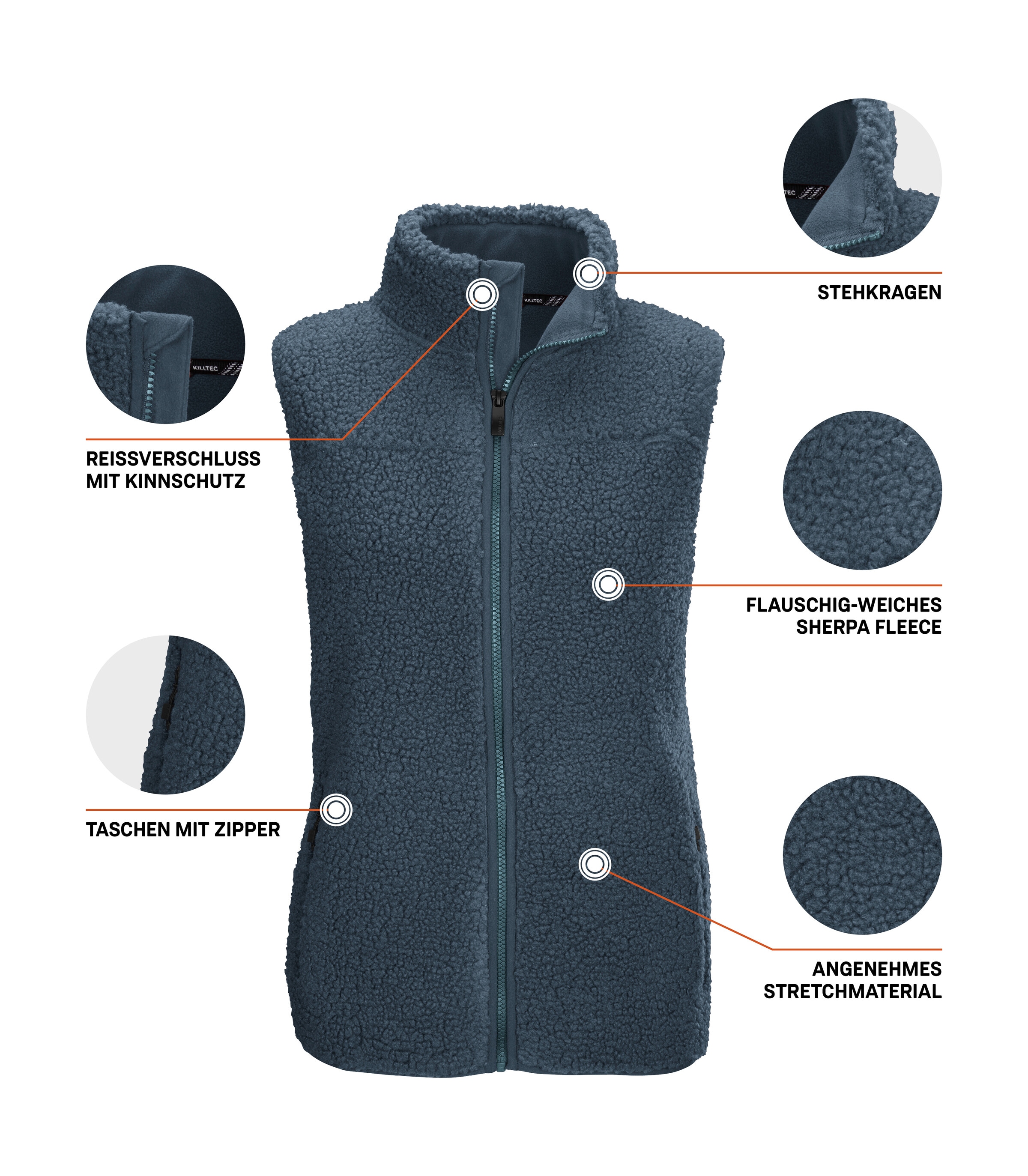 Killtec Funktionsweste »KOW 7 WMN VST« Kuschelige Sherpa Fleeceweste, Stretch, Zipper-Taschen, Kinnschutz