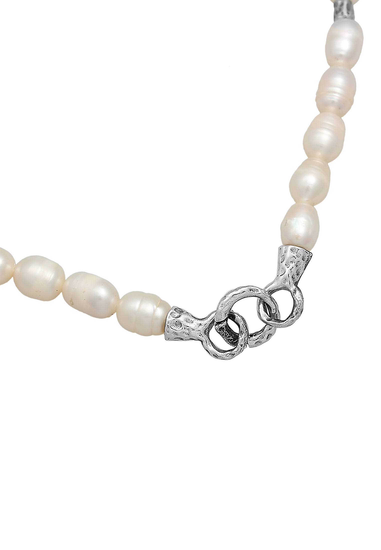 HAZE & GLORY Kette mit Anhänger »Halskette Süßwasserperlen Peace Frieden Used 925 Silber«