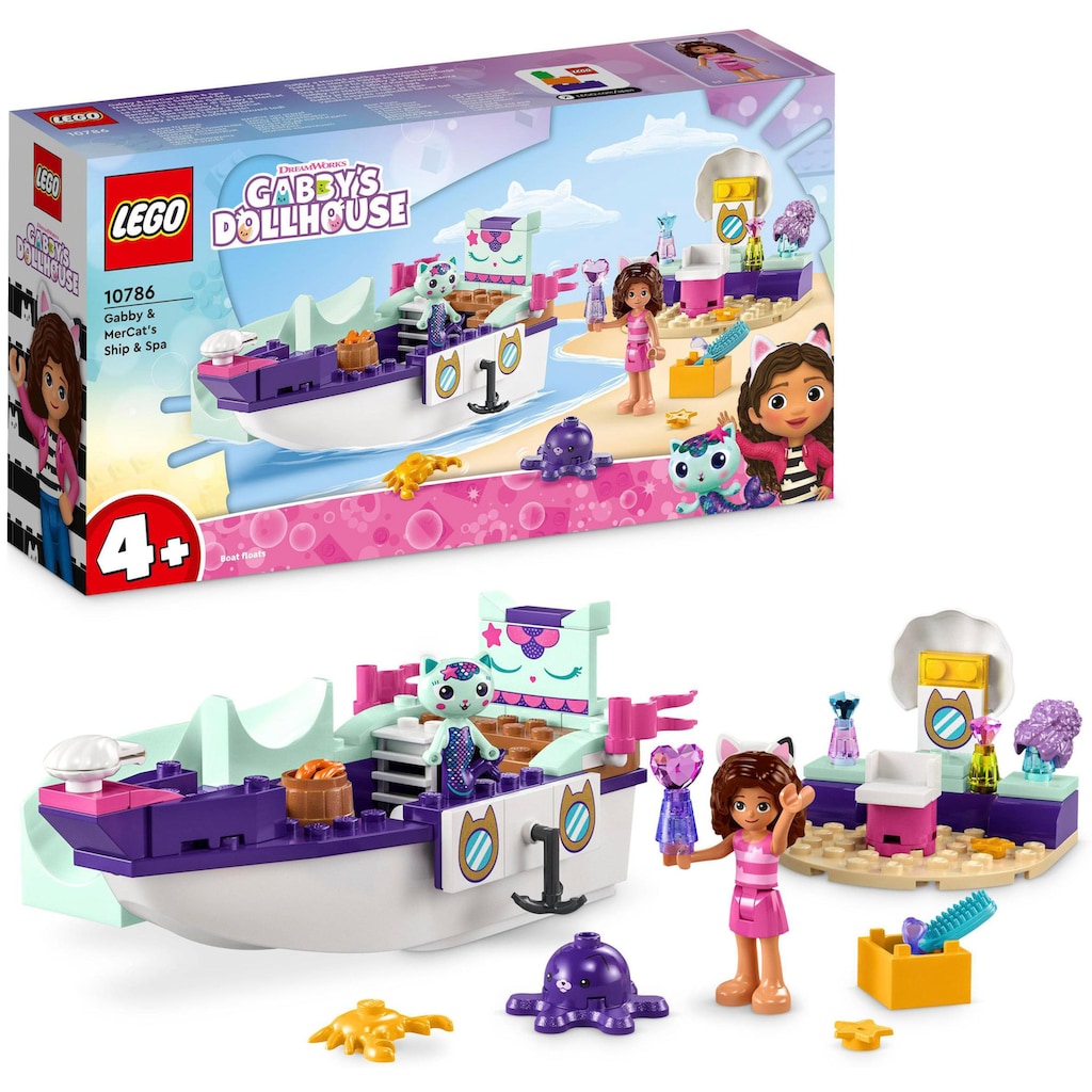 LEGO® Konstruktionsspielsteine »Meerkätzchens Schiff und Spa (10786), LEGO® Gabby's Dollhouse«, (88 St.)