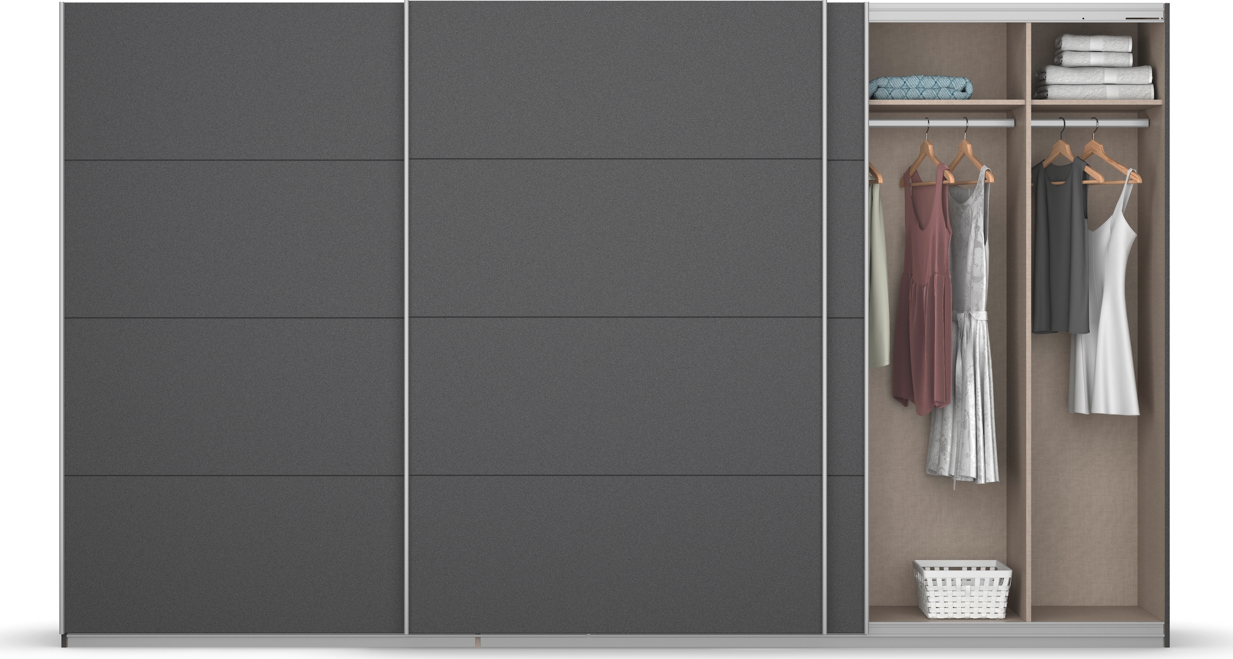 rauch Schwebetürenschrank »Kleiderschrank Schrank Garderobe KOLUNA mit Dekor-Front«, inkl. 2 Innenschubladen sowie extra Einlegeböden MADE IN GERMANY