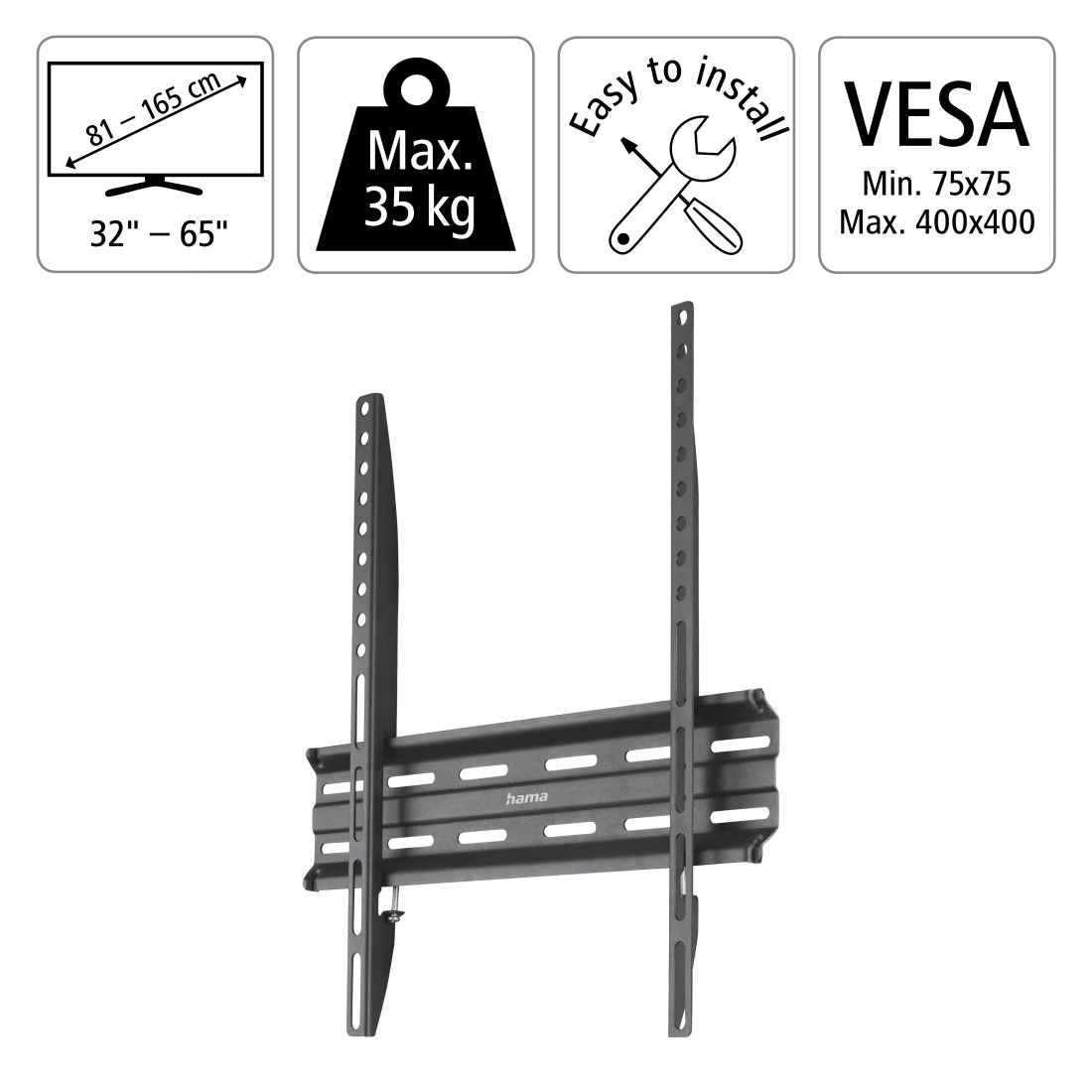 Hama TV-Wandhalterung »Wandhalterung (fix, VESA 400x400, 32"- 65")« bis 165 cm Zoll