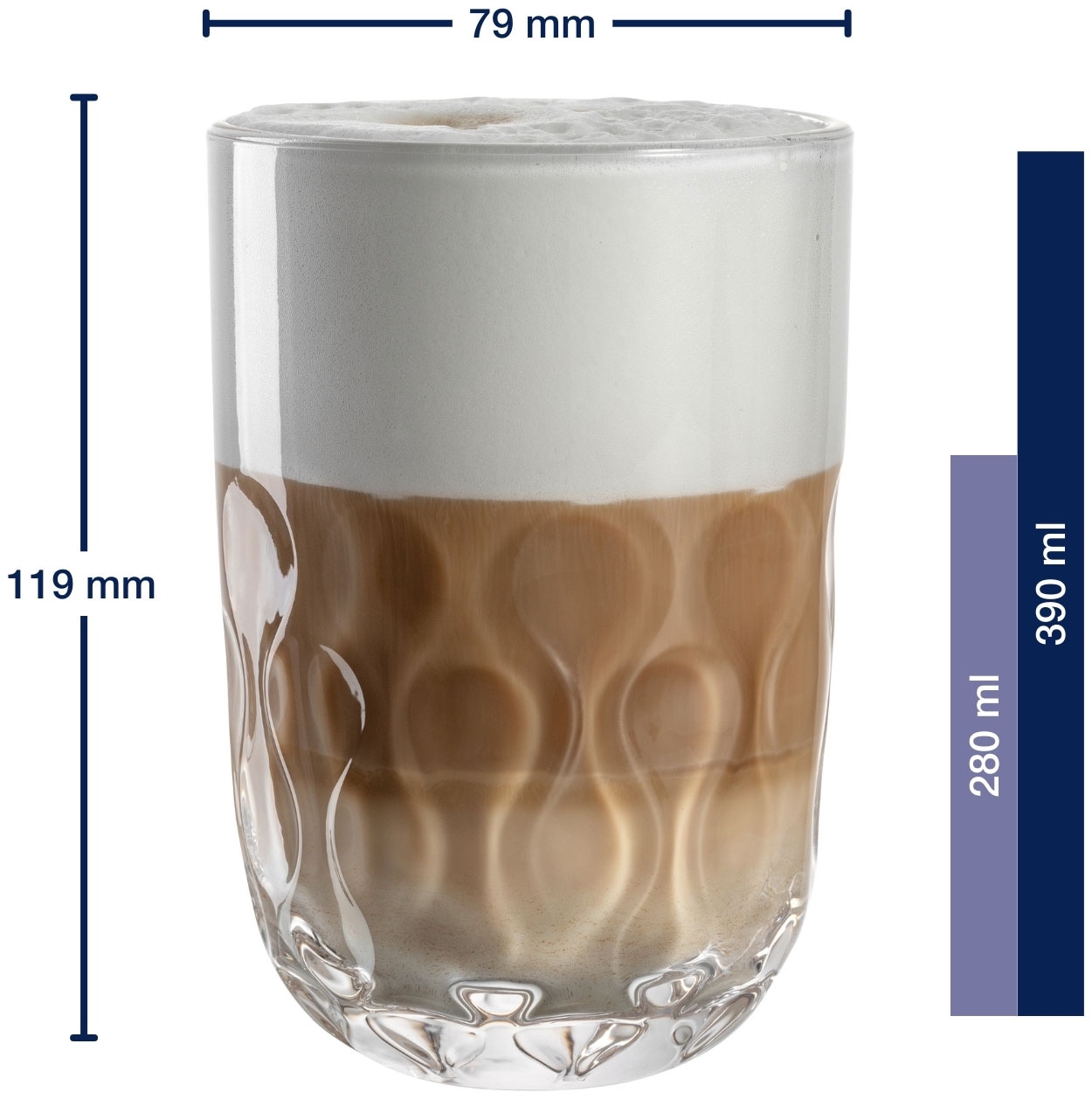 LEONARDO Latte-Macchiato-Glas »GOCCE, 380 ml, 6er-Set« 2. Variante, mit Tropfenrelief