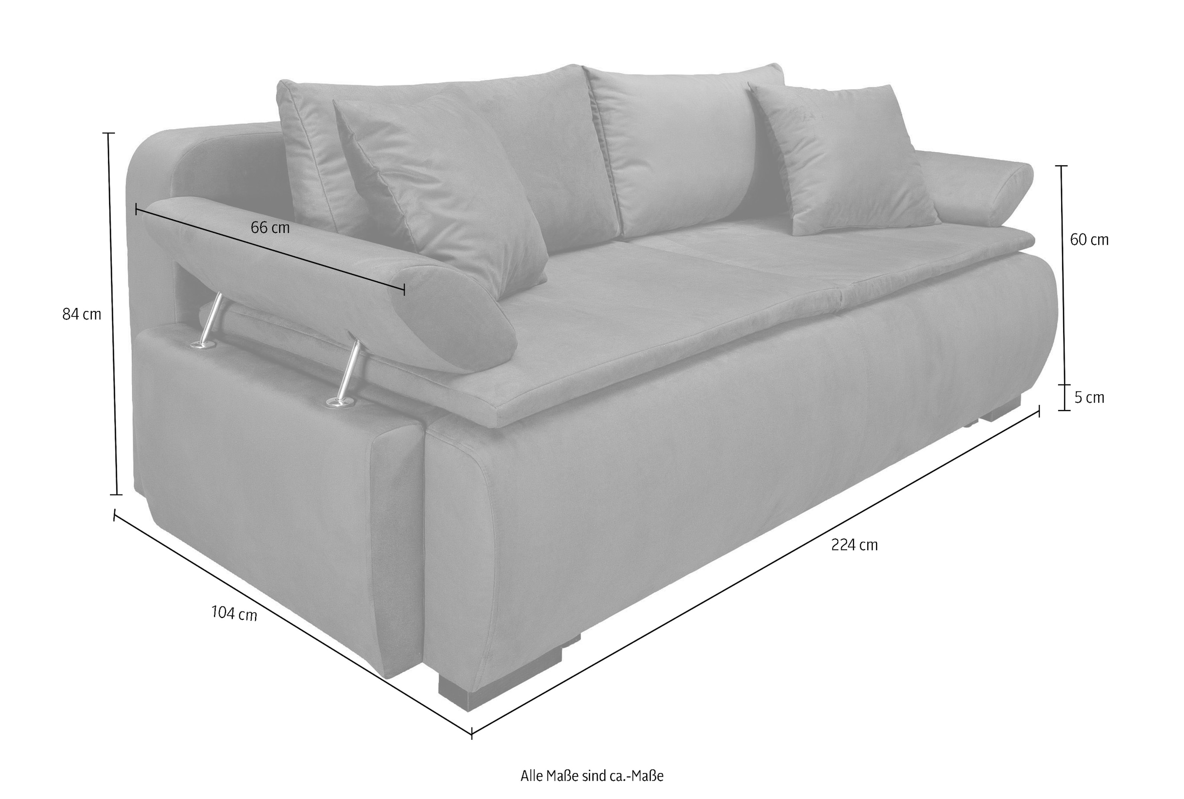 INOSIGN Schlafsofa »Romeo«, mit Boxspringaufbau, Bettfunktion & Bettkasten, Dauerschlafsofa