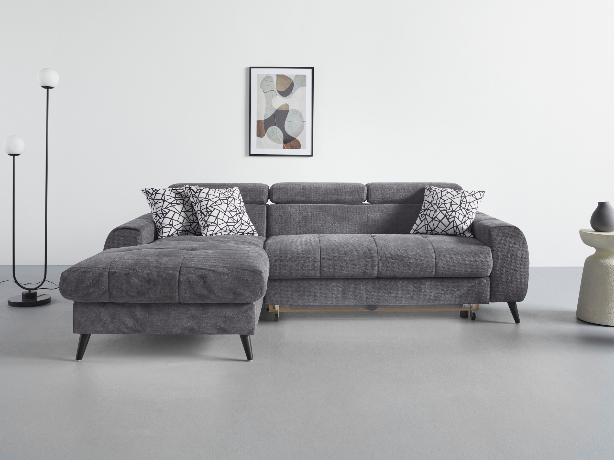 COTTA Ecksofa »Mia L-Form«, 3-tlg.-Kissen-Set, Recamiere, wahlweise mit oder ohne RGB-Beleuchtung