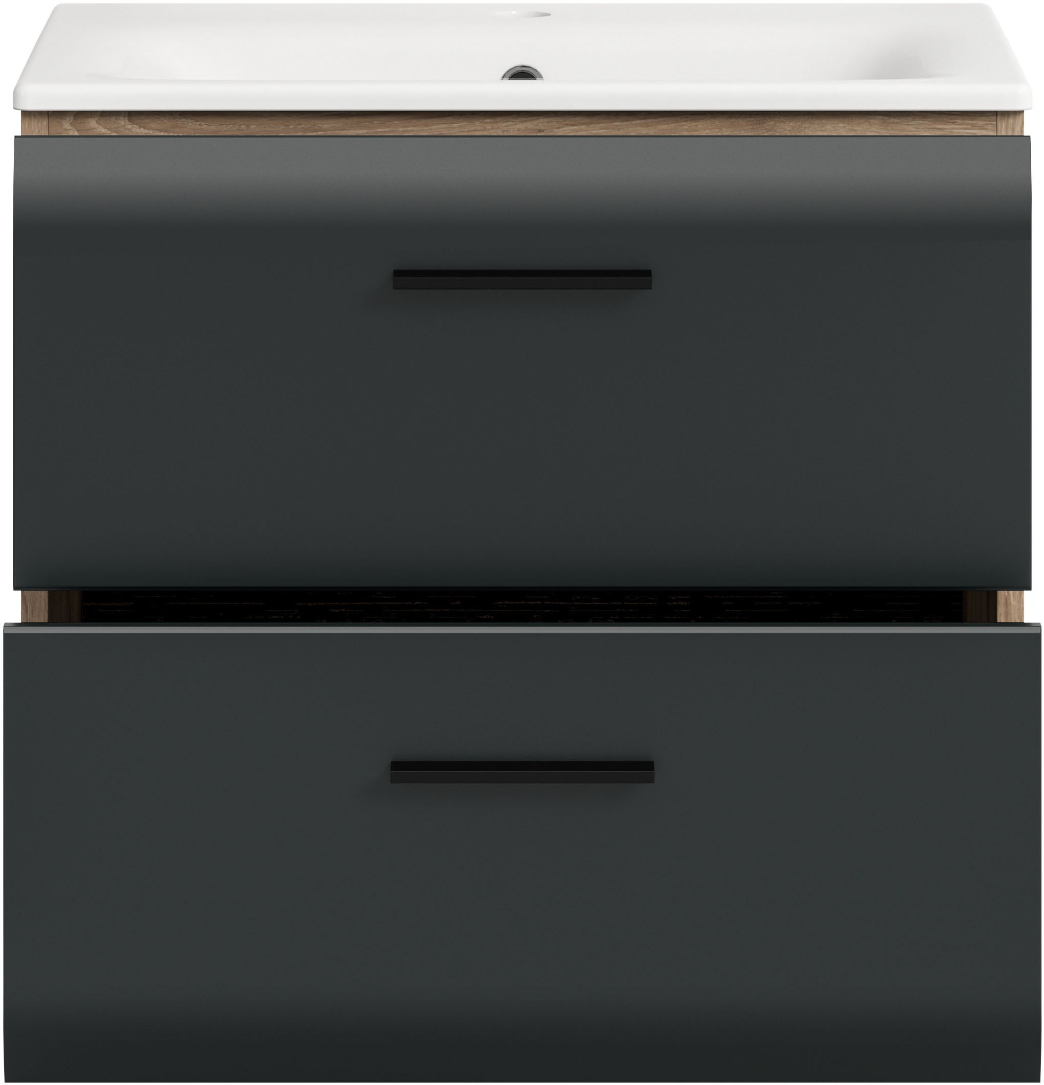 INOSIGN Waschbeckenunterschrank 2 Stk. tlg. Florenz, Waschtisch inkl. Waschbecken, Nox Oak, 2 Schubladen