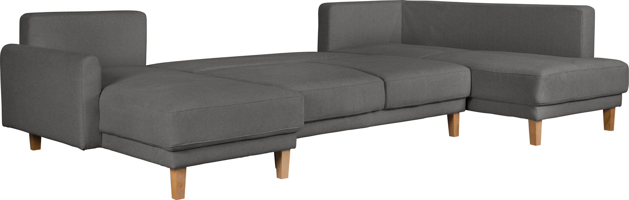Home affaire Wohnlandschaft »TRIPLO U-Form wahlweise mit Schlaffunktion, B/T/H: 310/192/90 cm«, Schlafsofa, auch mit Bettkasten, Steppung im Rückenkissen
