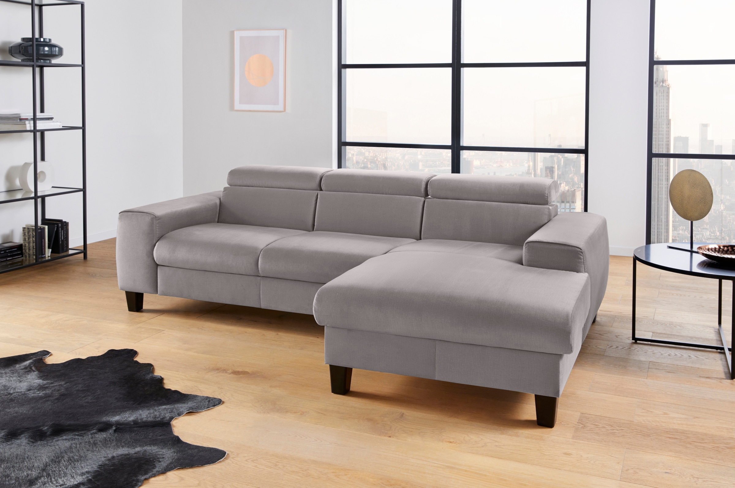 COTTA Polstergarnitur »Morven L-Form«, (Set), Set bestehend aus: Ecksofa mit Kopfteilverstellung & Hocker