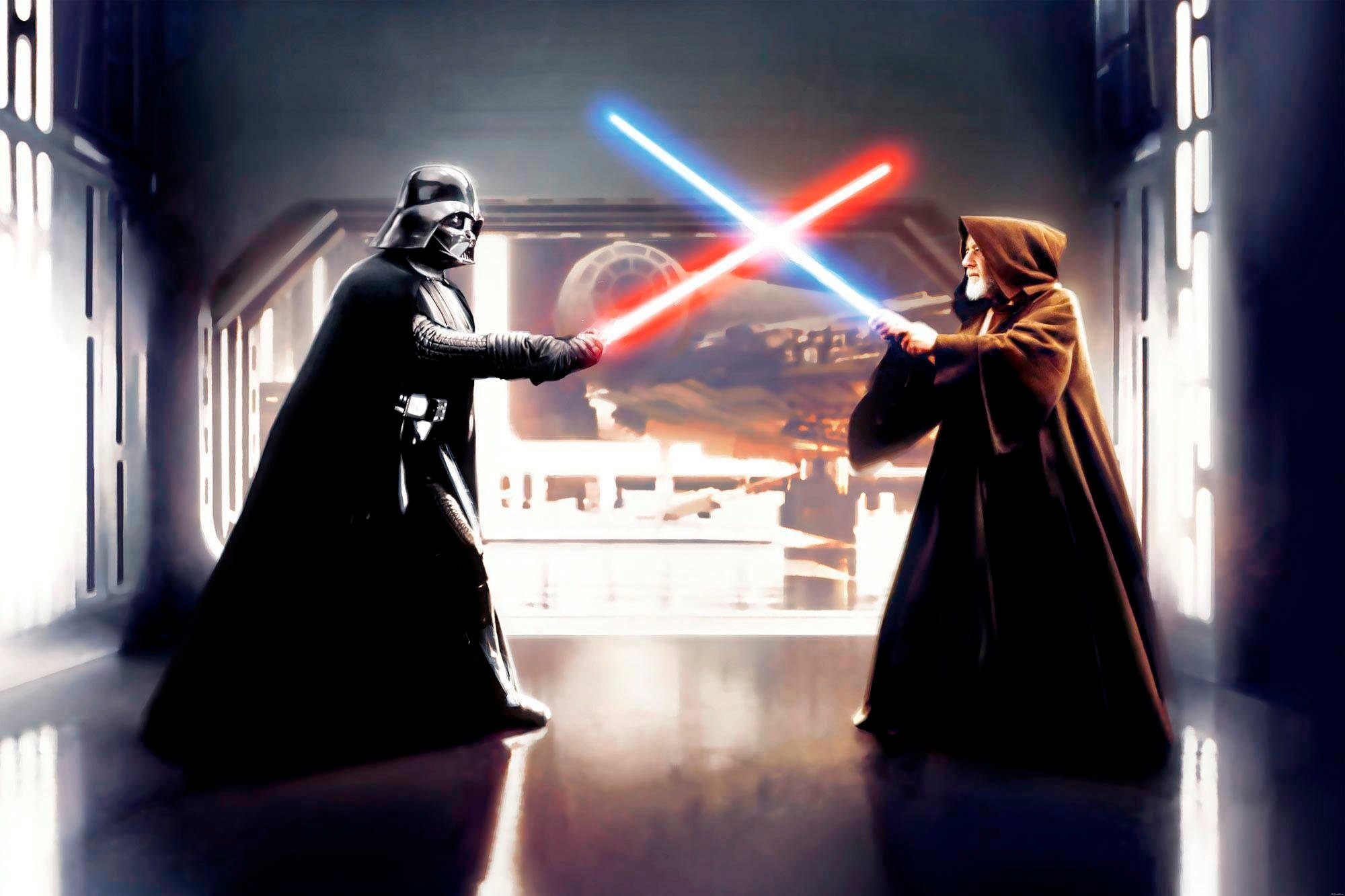 Komar Vliestapete »Star Wars Vader vs. Kenobi«, 300x200 cm (Breite x Höhe),  Vliestapete, 100 cm Bahnbreite online kaufen | mit 3 Jahren XXL Garantie