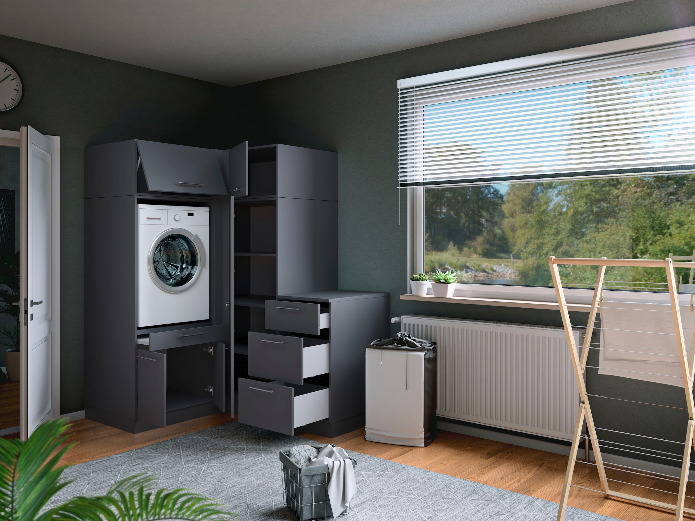 Laundreezy Mehrzweckschrank-Set »Laundreezy, 5-tlg. Mehrzweckschrank-Set B/H/T 150/200/68 cm« 5 Stk. tlg.