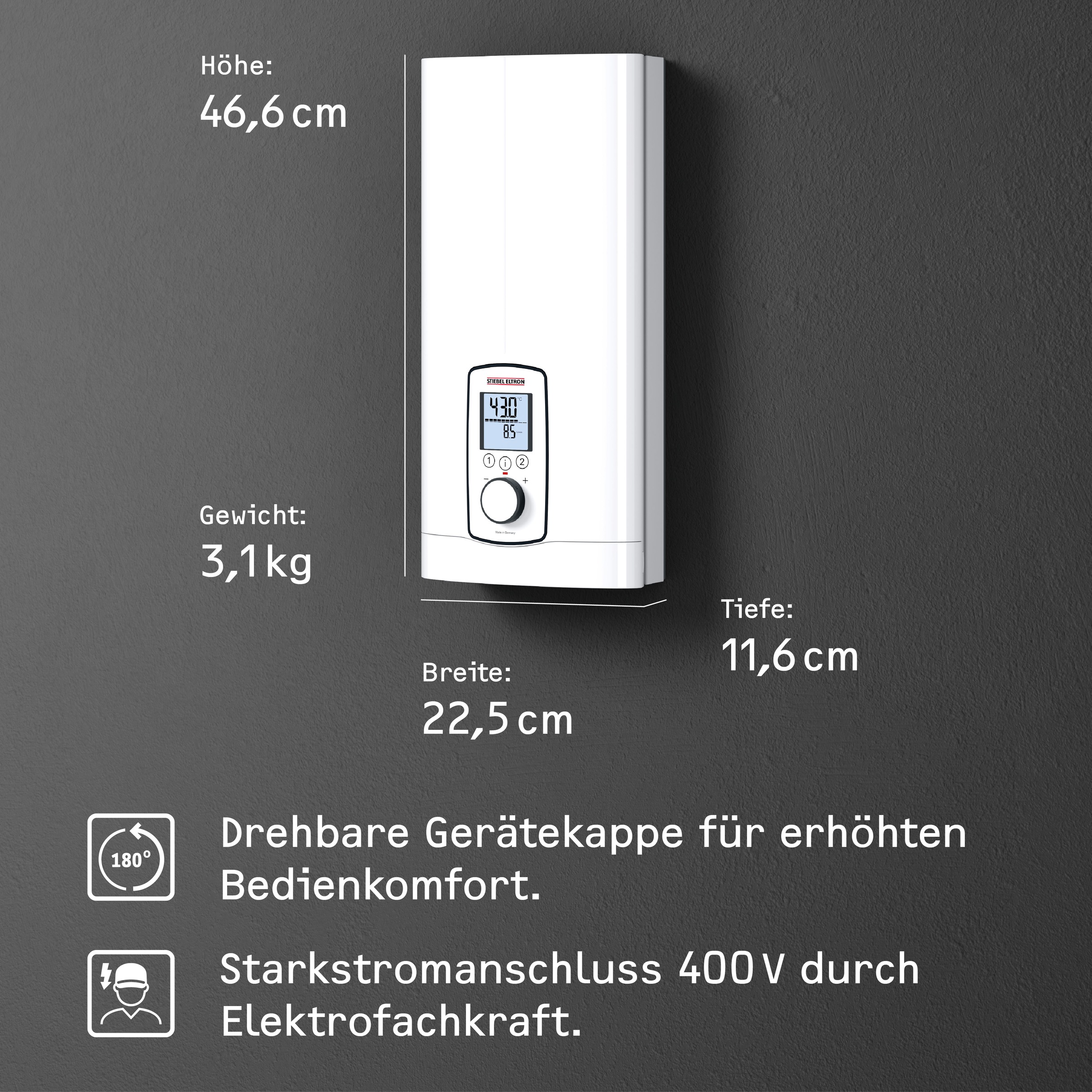 STIEBEL ELTRON Komfort-Durchlauferhitzer »DHE«, 4i Technologie für immer konstante Warmwassertemperatur, 27 kW