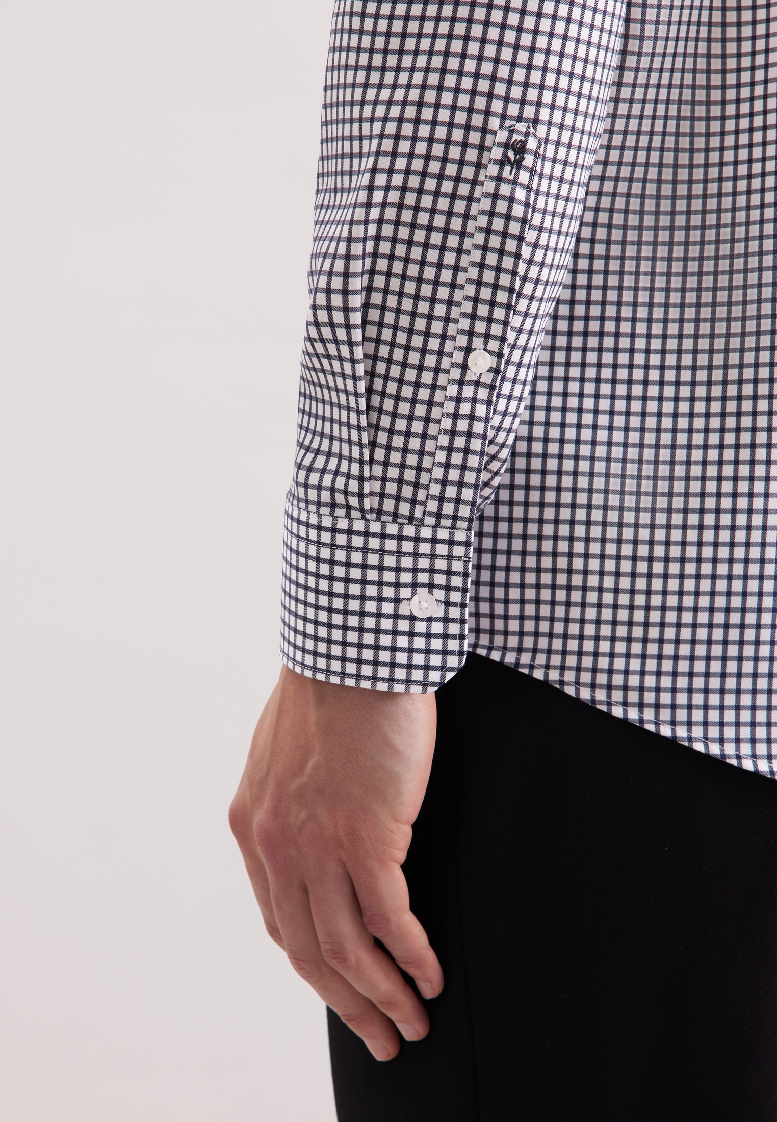seidensticker Businesshemd »Schwarze Rose« Regular 1/1 Covered-Button-Down-Kragen Karo