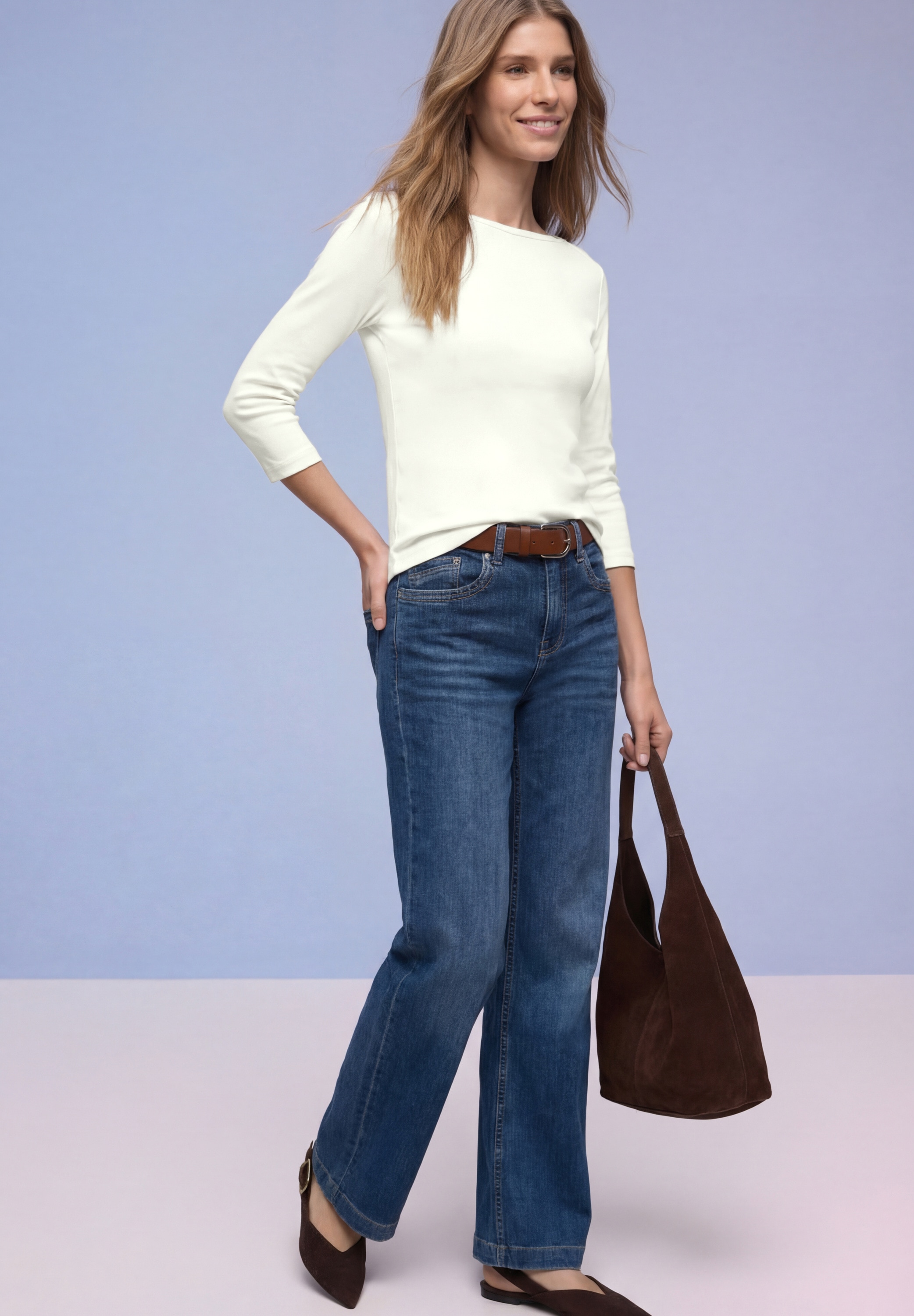 STREET ONE 3/4-Arm-Shirt in Rippstruktur