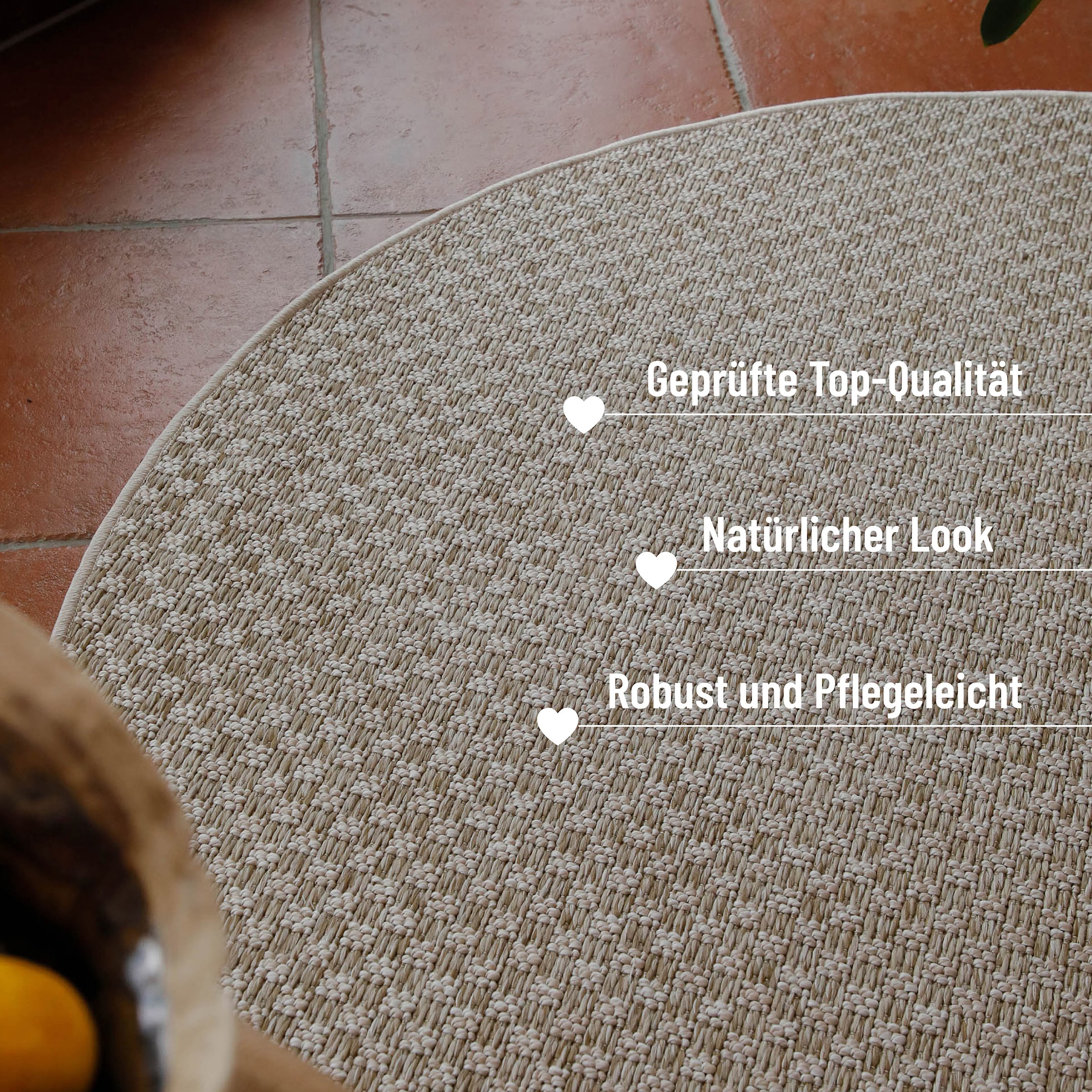 Wecon home Teppich »Miami South Beach« rund 5 mm Höhe In- & Outdoor Teppich, wetterfest, kariert, Balkon, pflegeleicht