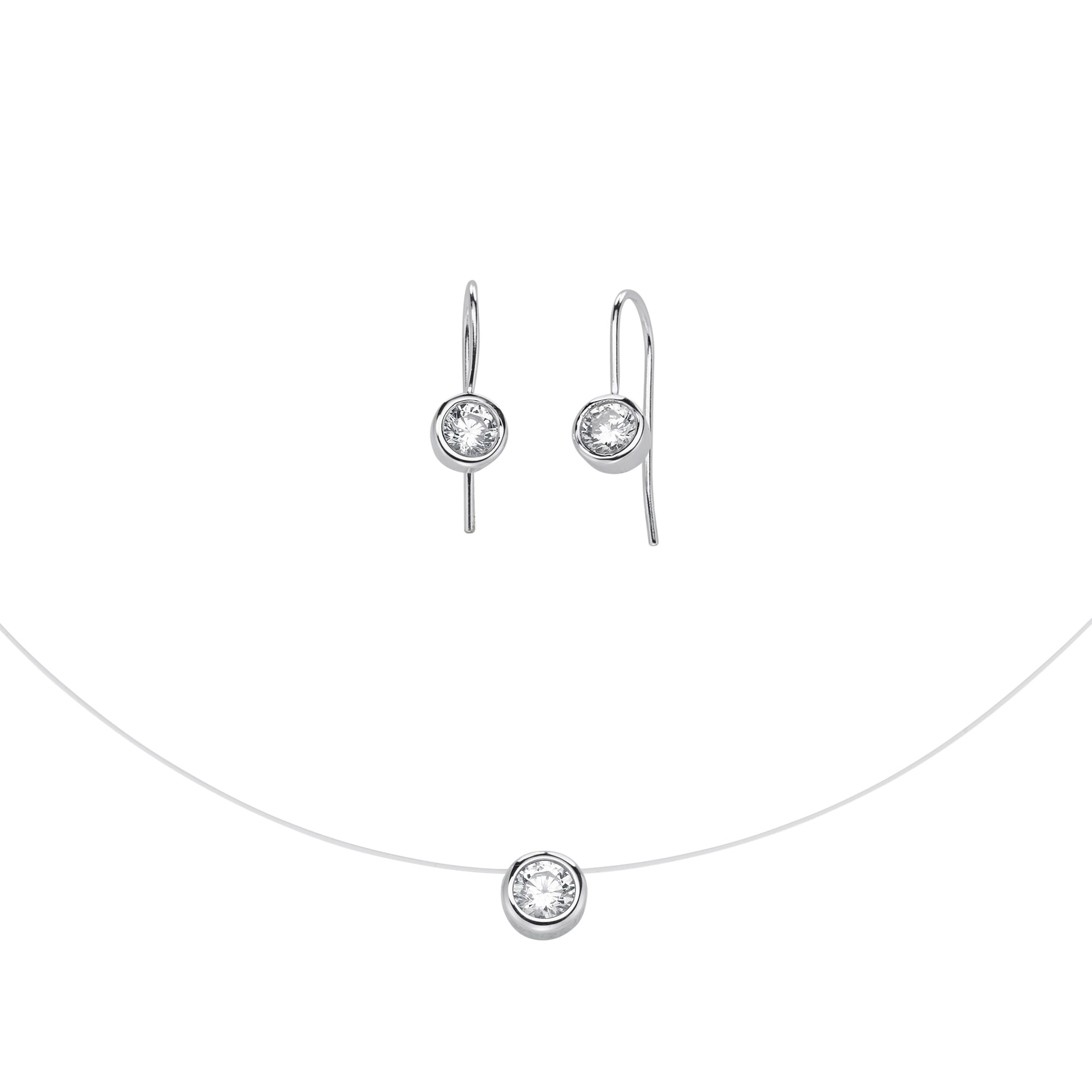 Firetti Ohrring und Ketten Set »Schmuck Geschenk Silber 925 Ohrringe Halskette mit Anhänger Solitär« (Set, 2 Stk. tlg.)  mit Zirkonia (synth.)