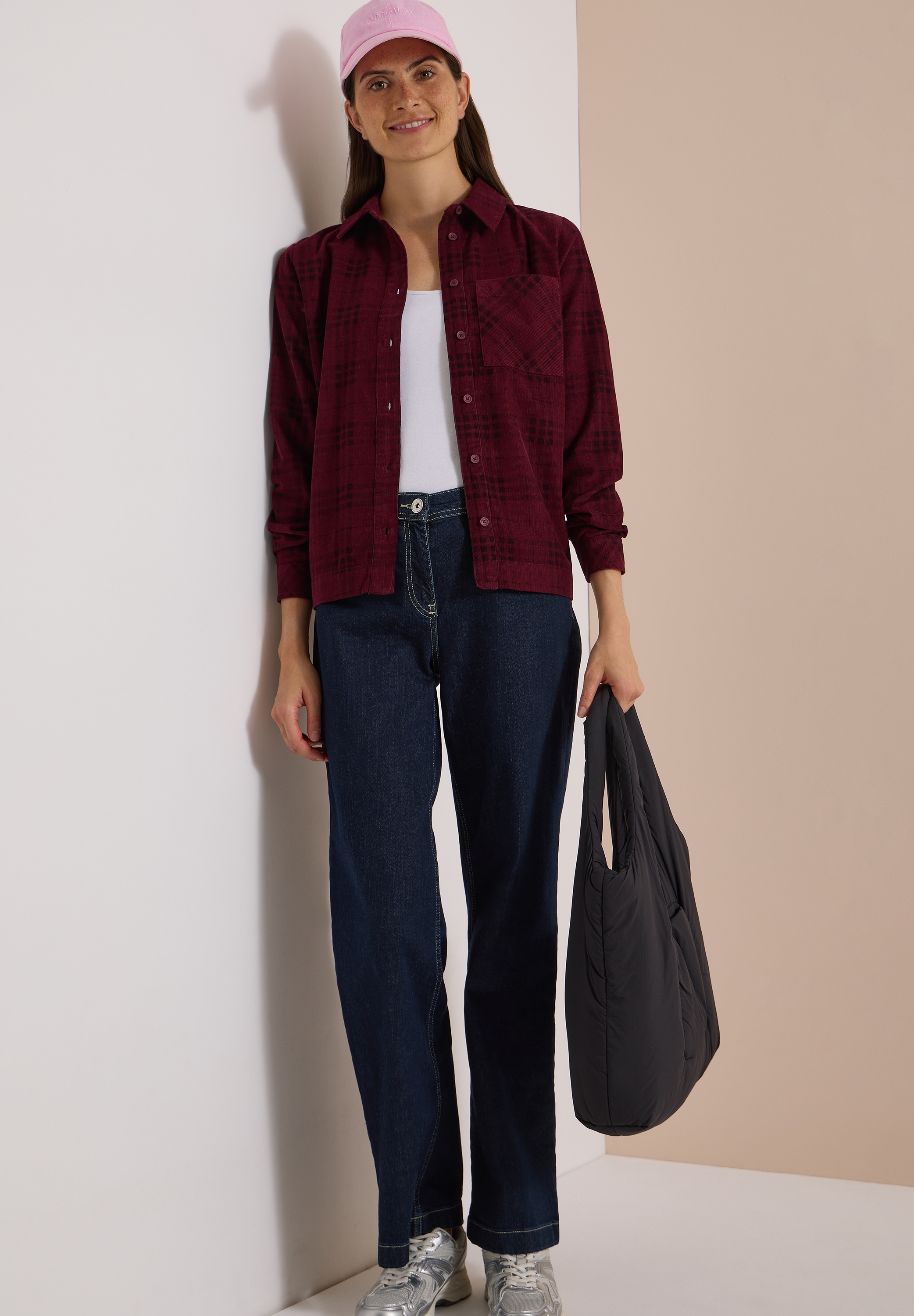 Cecil Langarmbluse Cordbluse mit Karomuster