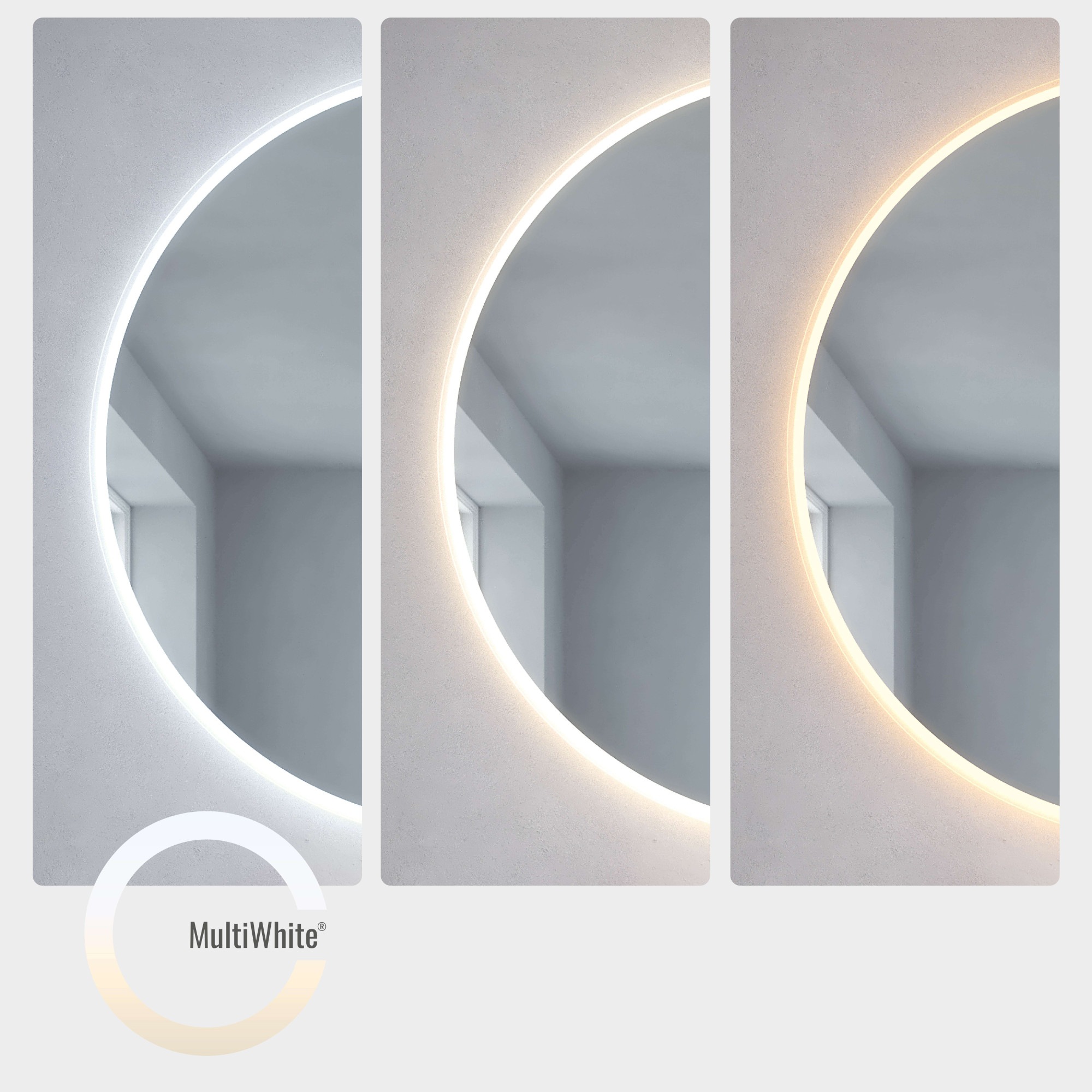 Loevschall Badspiegel »Johannesburg RGB Badezimmerspiegel, rund, Farbwechsel, dimmbar«, mit MultiWhite® und RGB-Licht, Touchpanel für Lichtsteuerung
