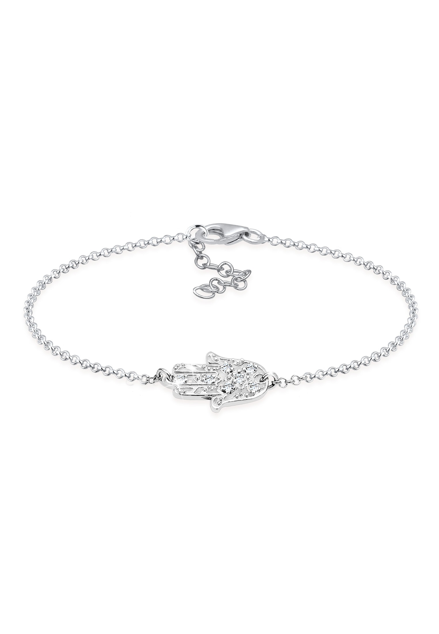 Elli Armkette »Armband Hamsa Hand der Fatima Kristalle 925 Silber«