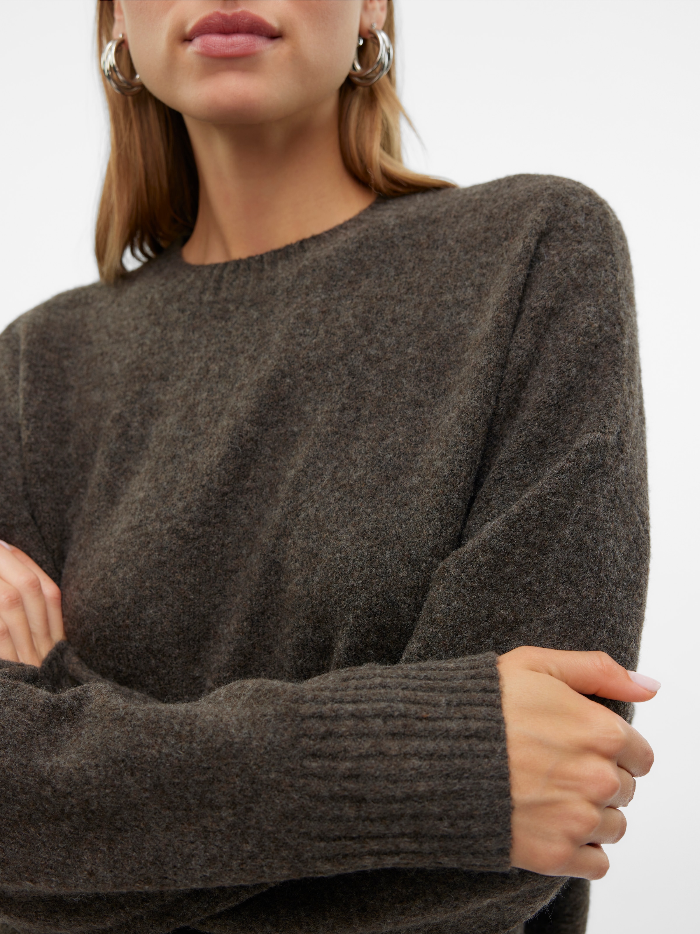 Vero Moda Strickpullover »VMBOOM LS O-NECK PULLOVER GA NOOS« Materialmix, loose fit