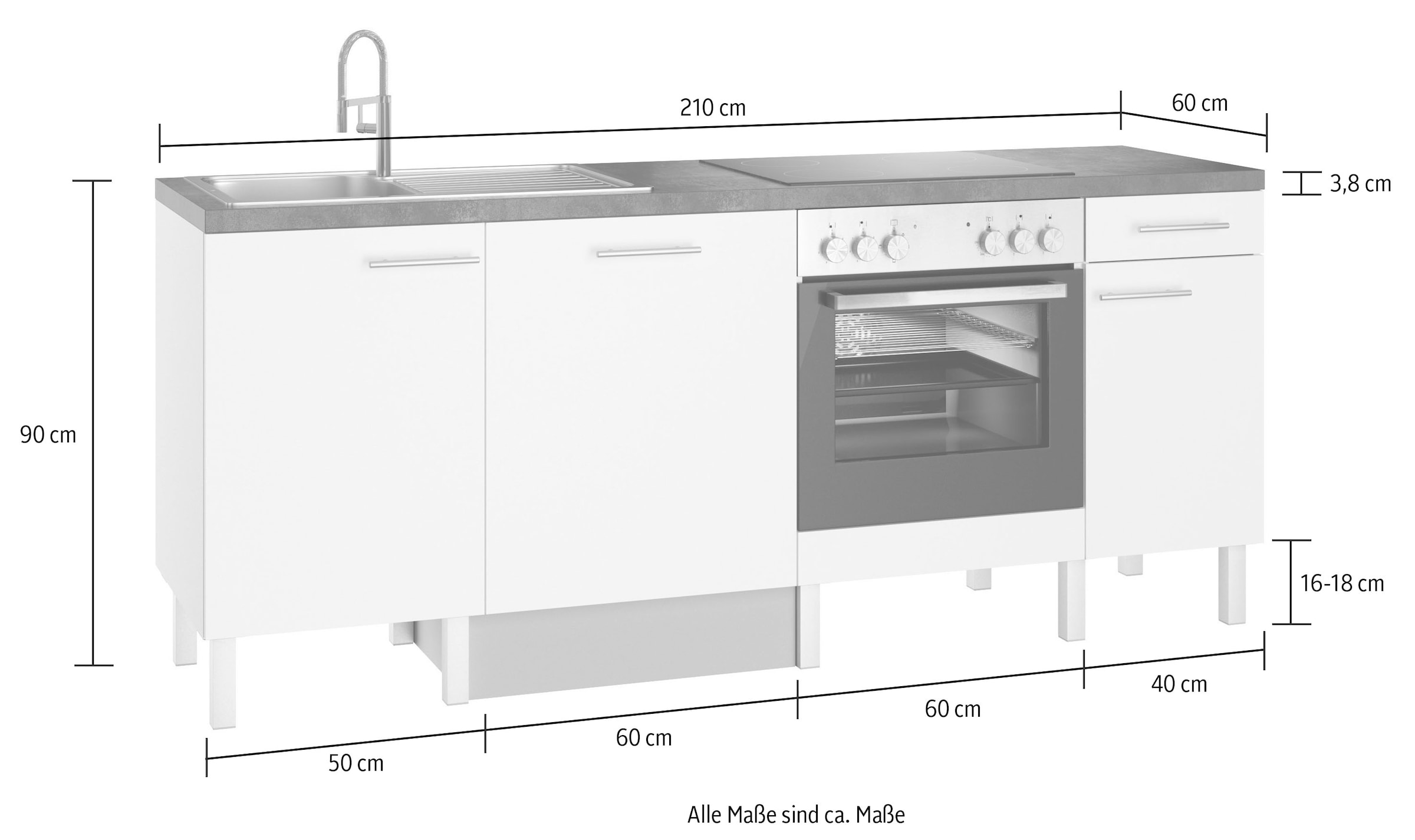 OPTIFIT Küche »Lilly«, Breite 210, mit wahlweise auf E-Geräten Raten bestellen