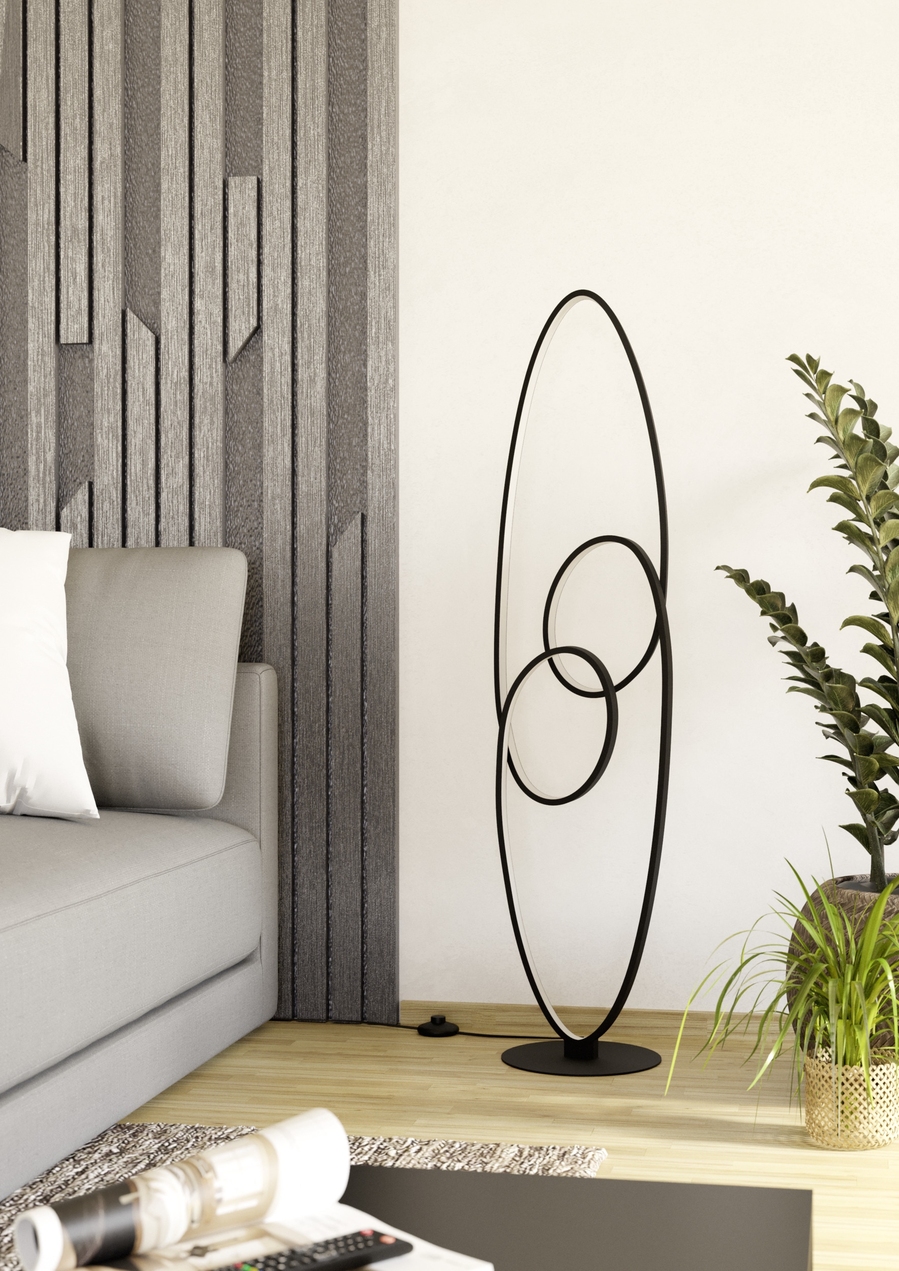 EGLO Stehlampe »GIANELLA Stehlampe - Alu, Stahl - LED - 38W - IP20« LED-Modul 1 Stk. Warmweiß Standleuchte, Leselampe, Wohzimmer, Schlafzimmer, L25 x B30 x H120,5cm