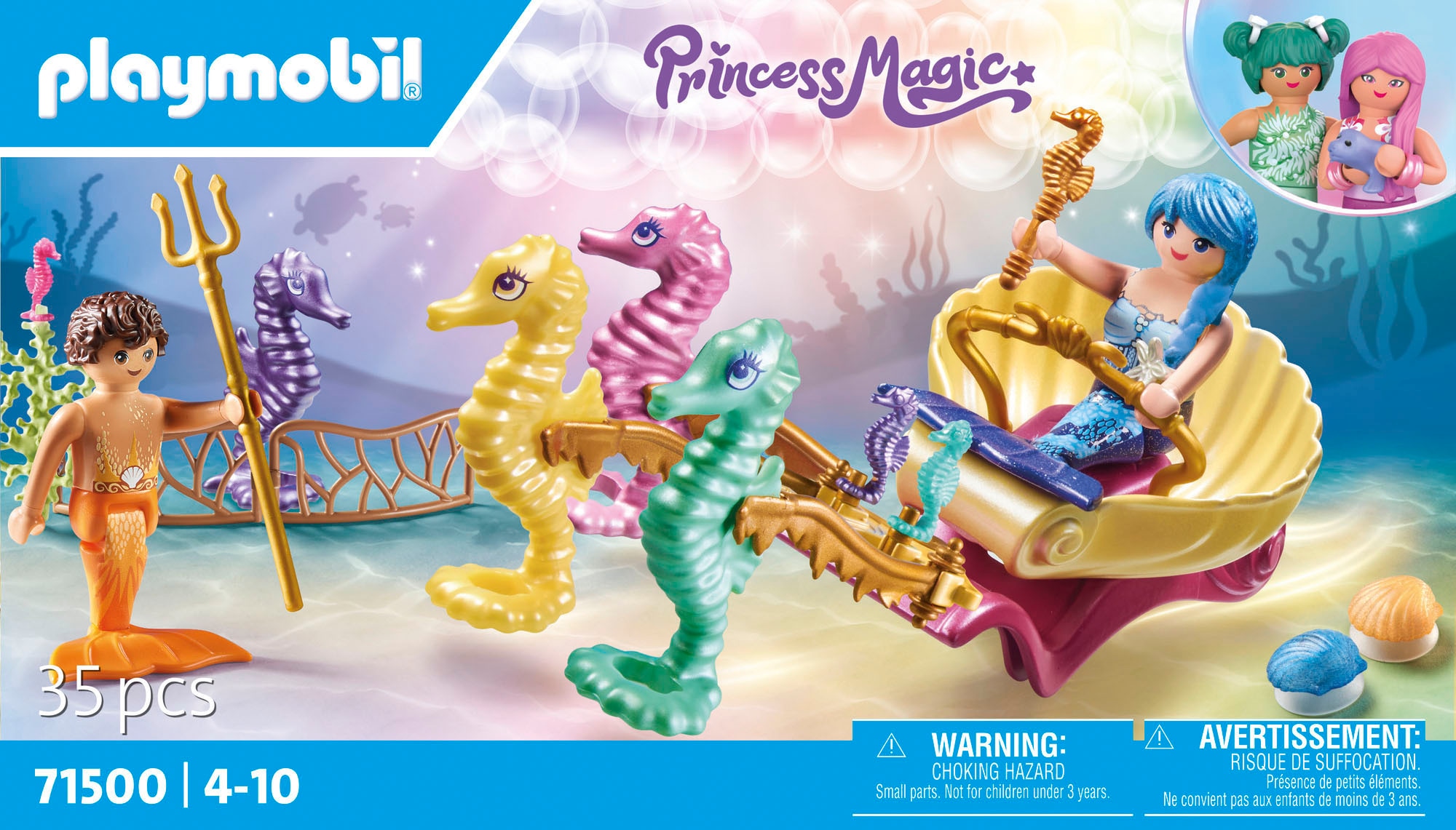 Playmobil® Konstruktions-Spielset »Meeresbewohner mit Seepferdchenkutsche (71500)«, (35 St.), Playmobil Princess Magic; Made in Europe