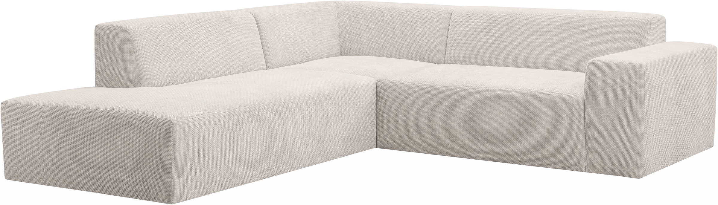 WERK2 Ecksofa »Zeus-M, tolles Sofa mit schönen Details, L-Form«, Curvy Trend Garnitur, urbane Optik, komfortable Wellenunterfederung