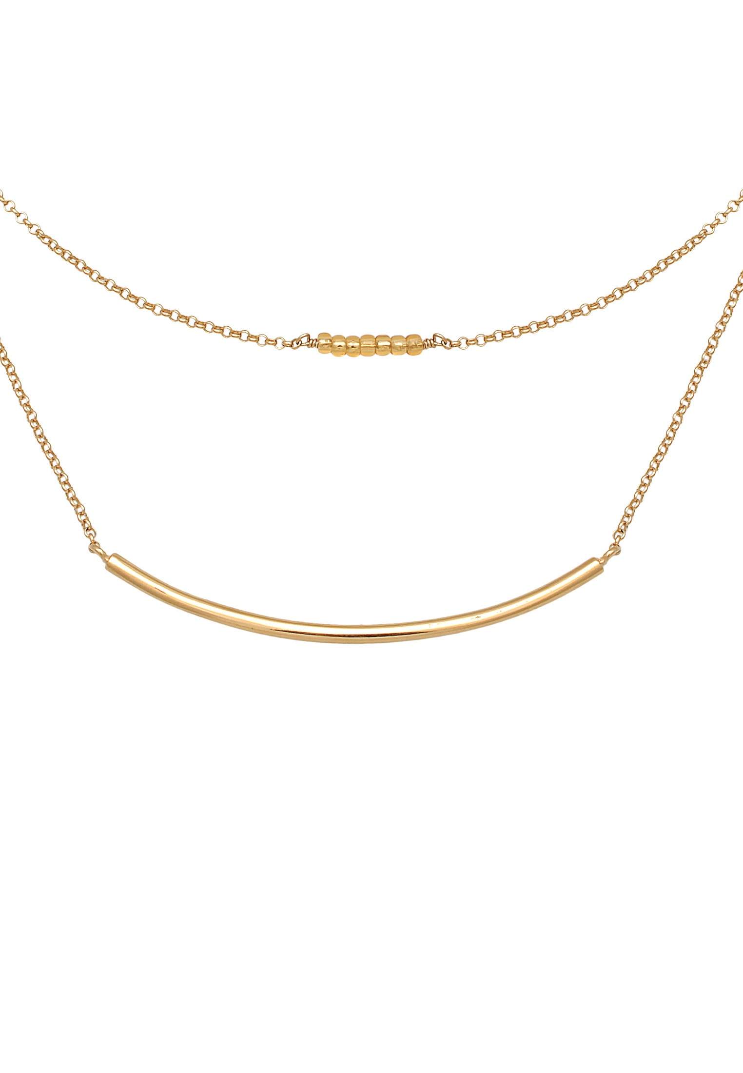 Elli Silberkette »Halskette Layer Glasperlen Cuff Basic 925 Silber vergoldet«