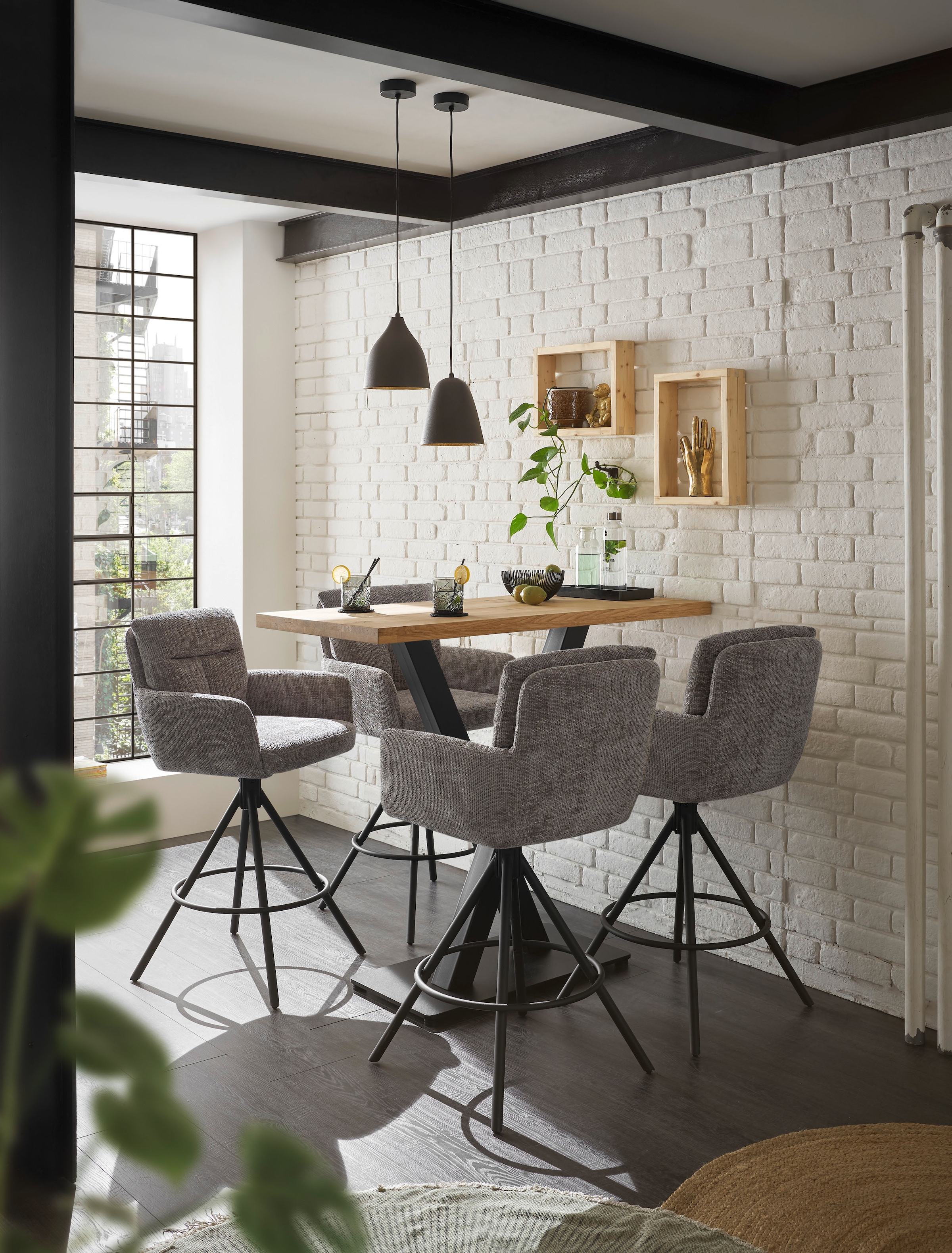 Stolkom Bartisch »Duke Eiche Massivholz geölt, Hochtisch BxHxT 120x104x60 cm«, Gerade Kante, Eiche Massivholz geölt durchgehende Lamelle