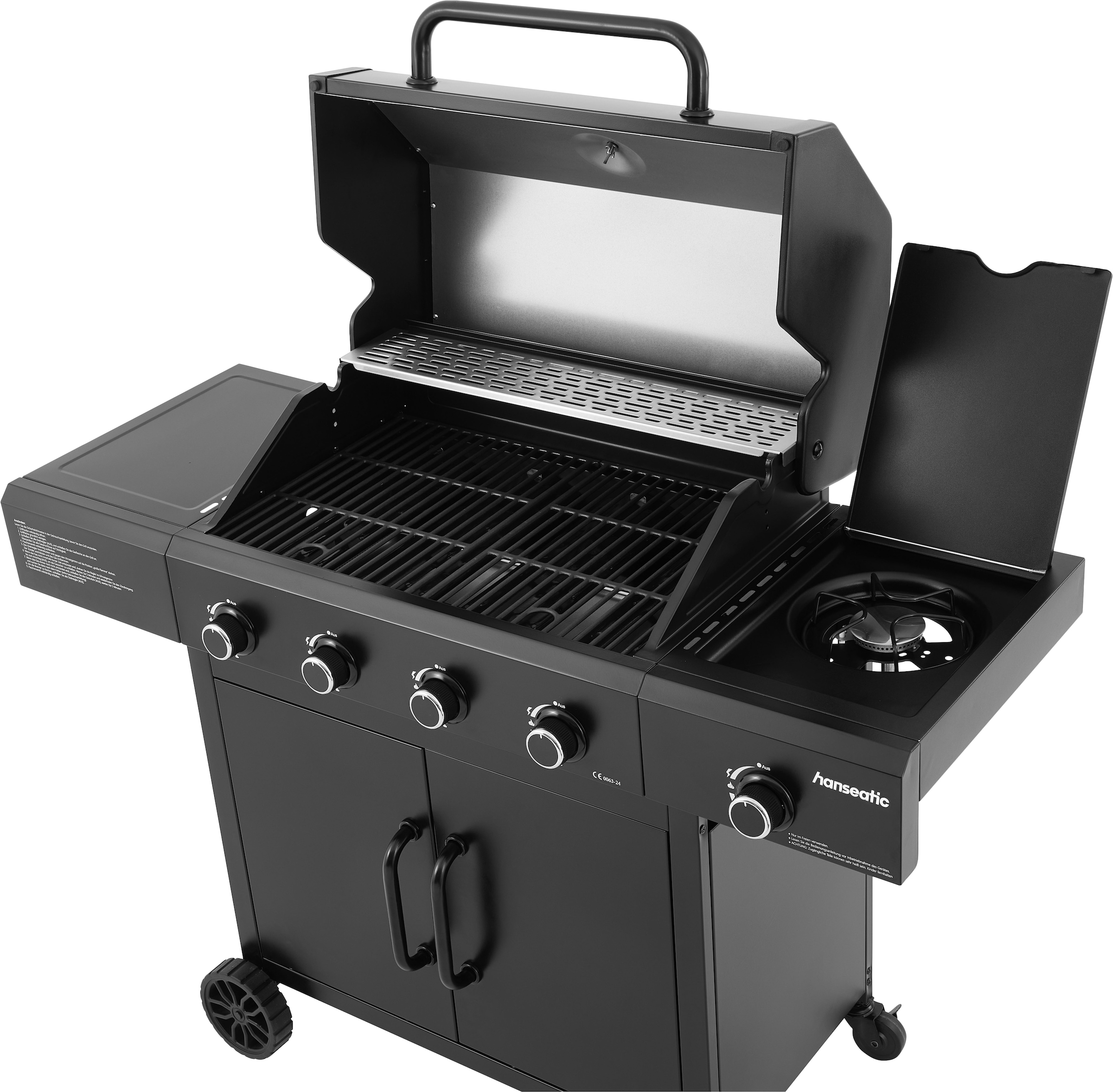 Hanseatic Gasgrill »4-Brenner Rockford Black« BxTxH: 112x113x59cm, mit 2 Grillrosten
