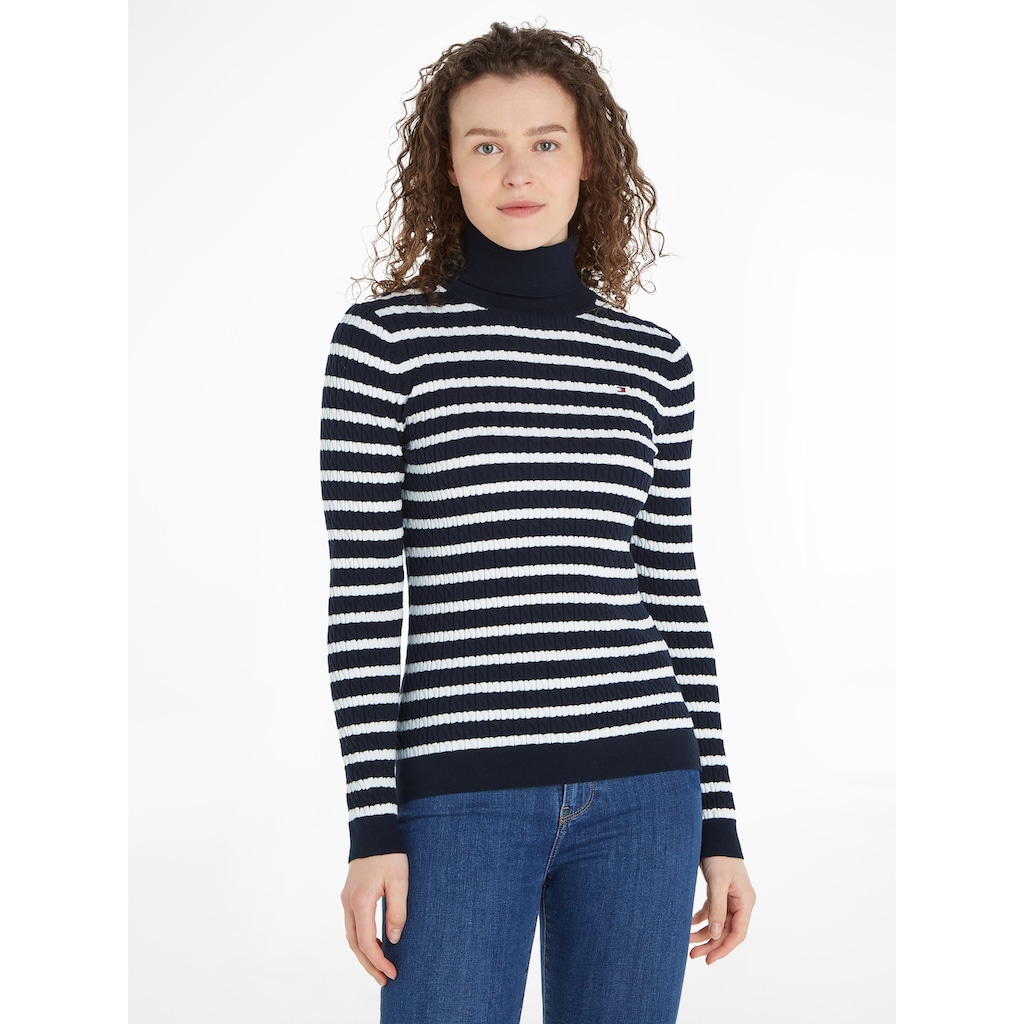 Tommy Hilfiger Rollkragenpullover »SKINNY CABLE ROLL-NK SWEATER«