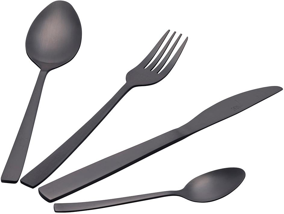 Villa d'Este Besteck-Set »Modern satiniert«, (Set, 24 tlg.), Essbesteck-Set, satiniert