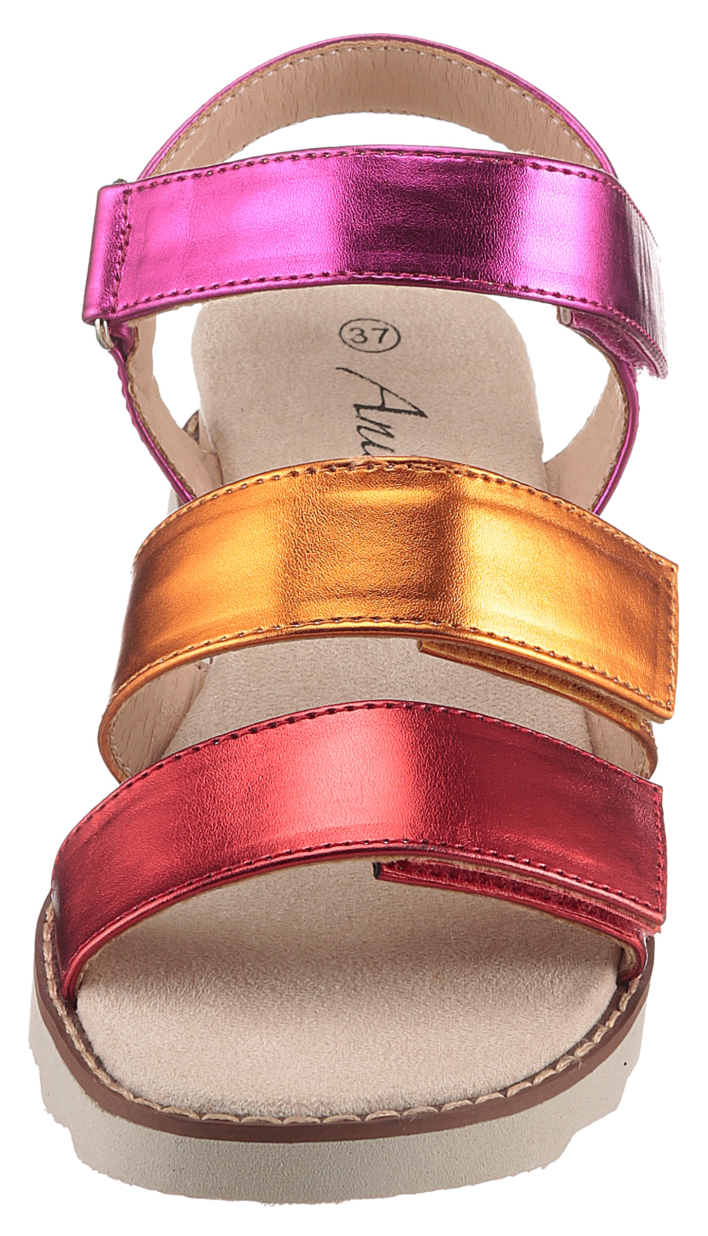 Aniston SHOES Keilsandalette  , Sandale, Sommerschuh, Klettschuh, Metallic-Optik - NEUE KOLLEKTION