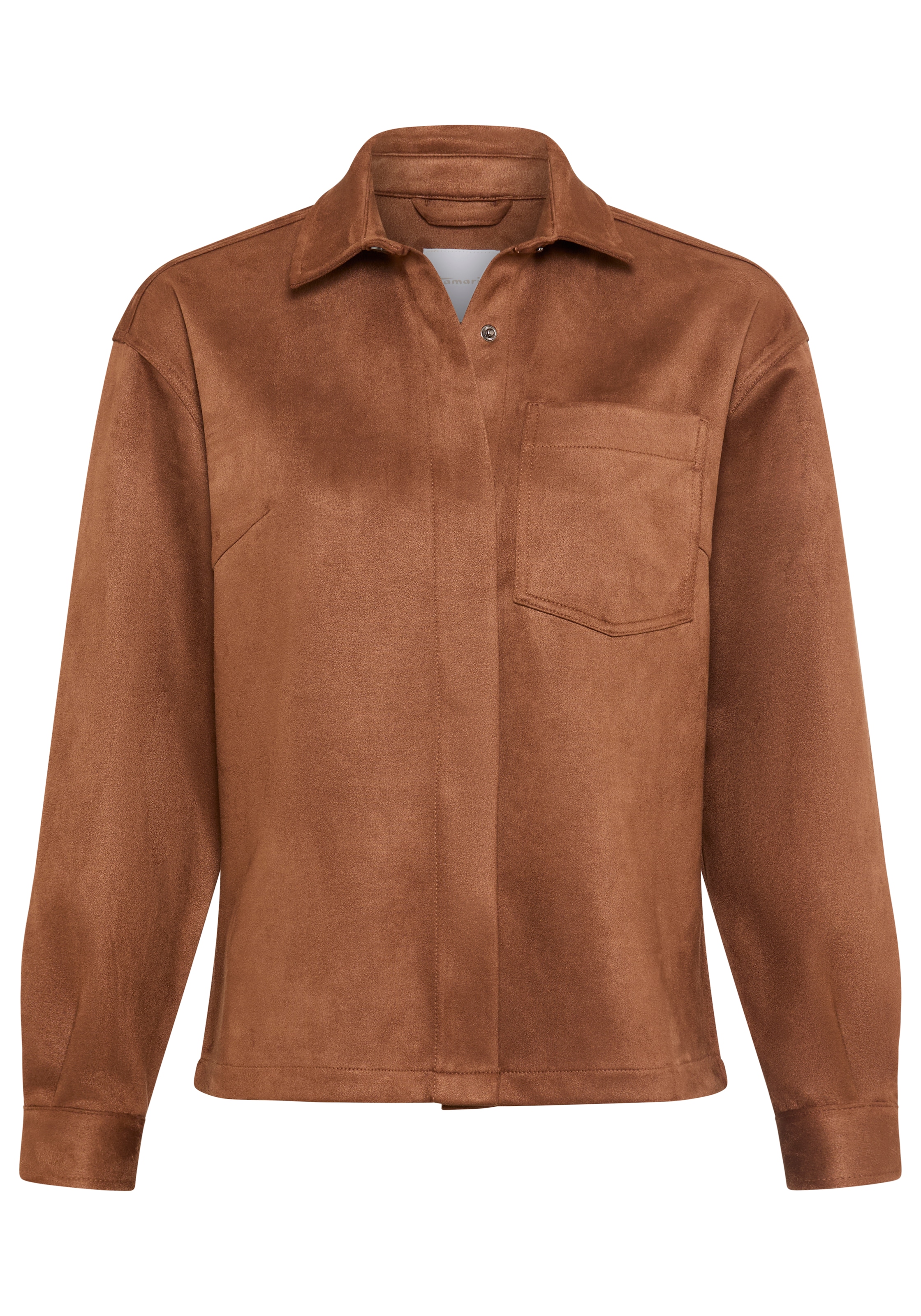 Tamaris Hemdjacke »aus weichem Veloursleder-Imitat« hüftbedeckende Länge, mit Knopfleiste