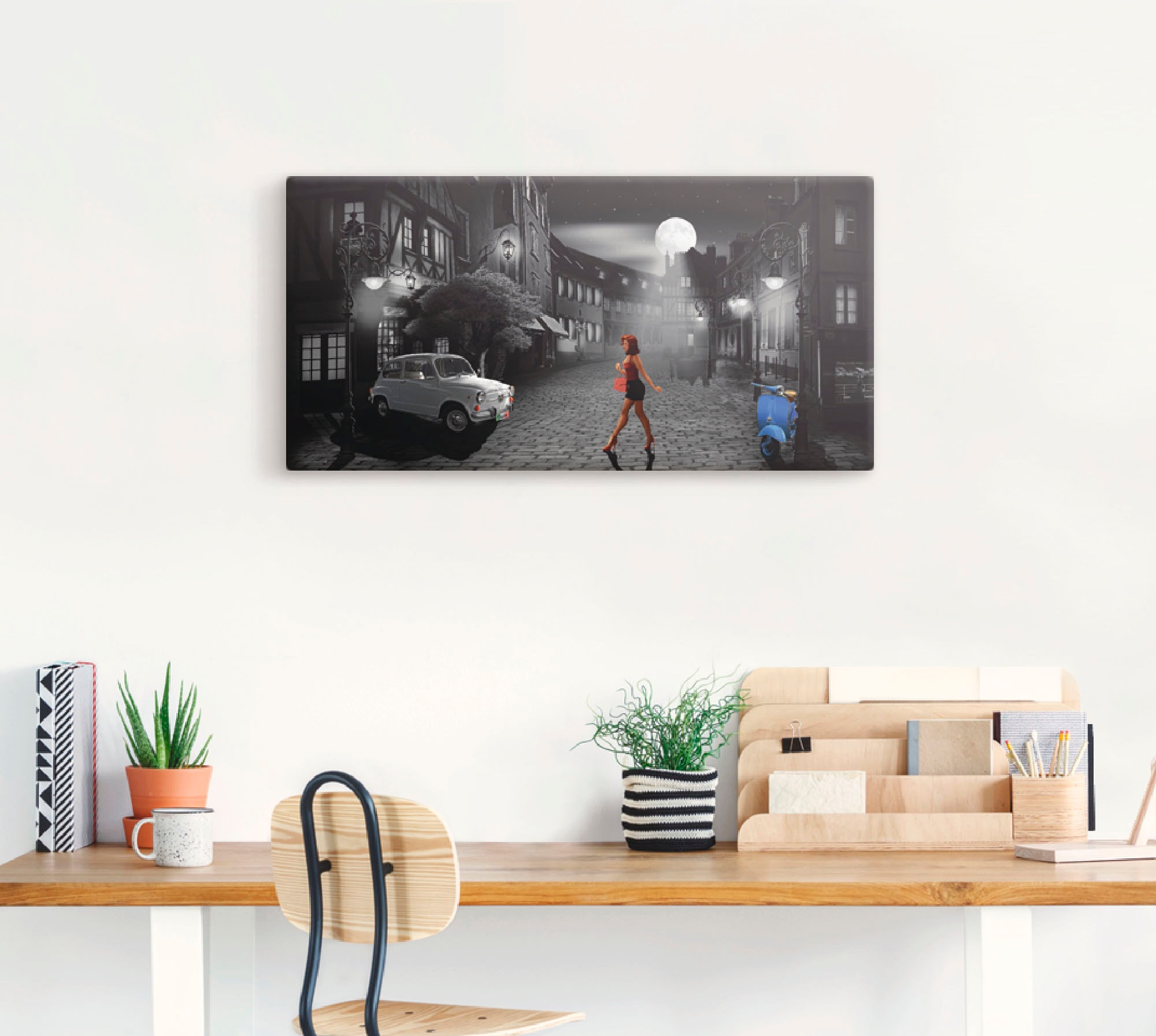 Artland Wandbild »Feierabend in bella Italia«, Frau, (1 St.), als Alubild, Outdoorbild, Leinwandbild, Poster, Wandaufkleber