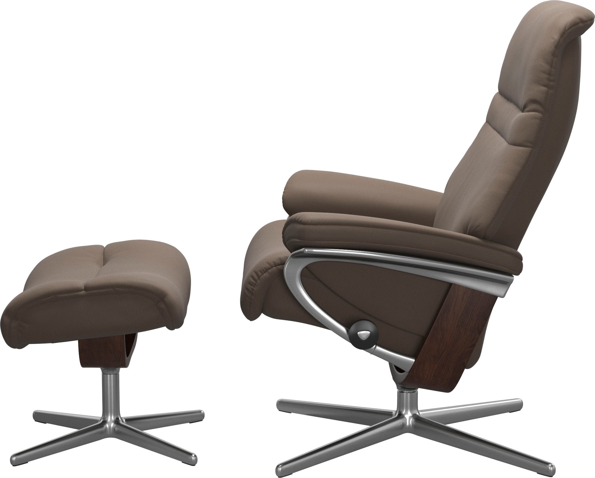 Stressless® Relaxsessel »Sunrise« Set, Relaxsessel mit Hocker,  mit Hocker, mit Cross Base, Größe S, M & L, Holzakzent Braun
