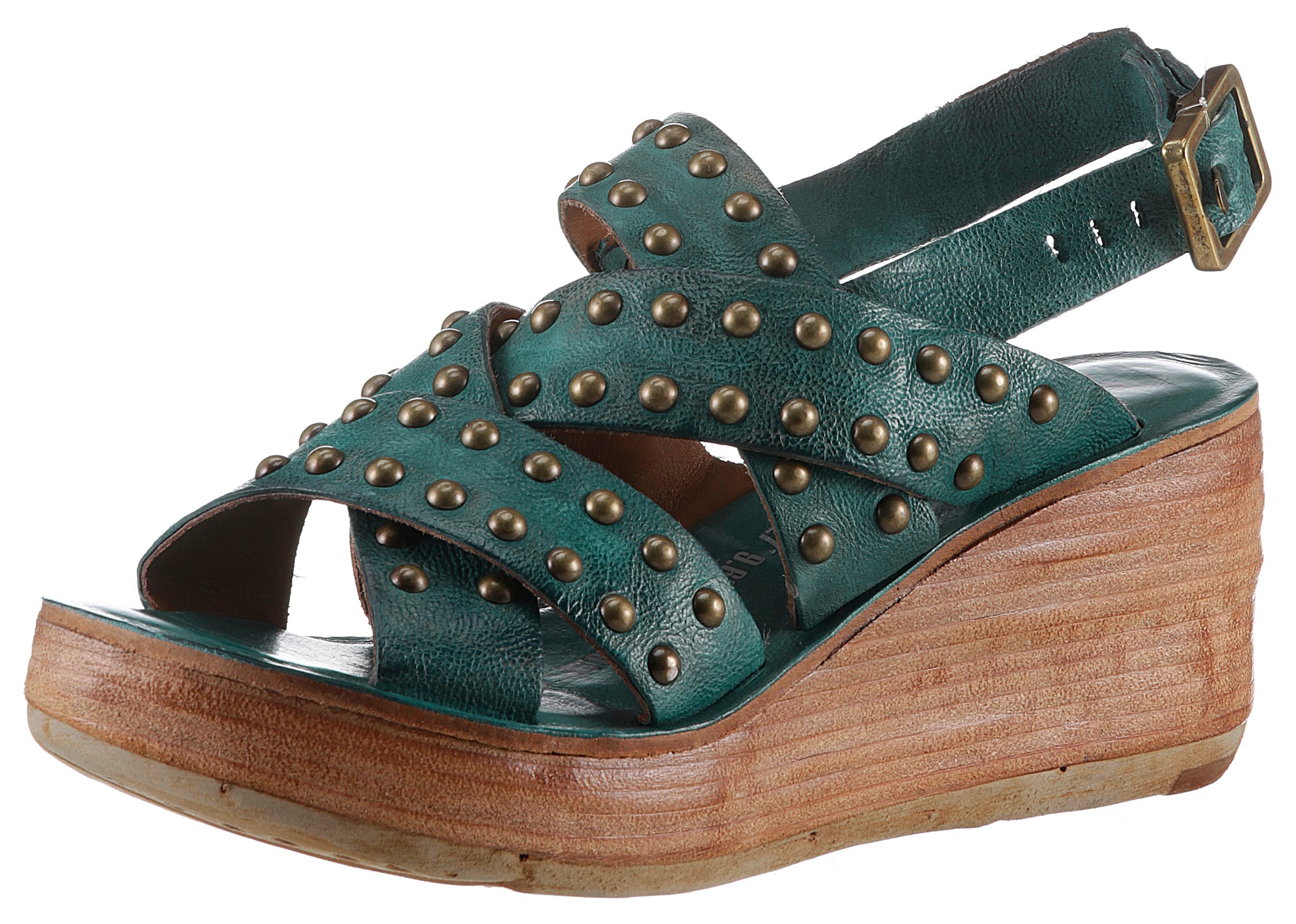 A.S.98 Keilsandalette »EMERALD«, Sommerschuh, Sandale, Keilabsatz, mit glänzenden Nieten besetzt