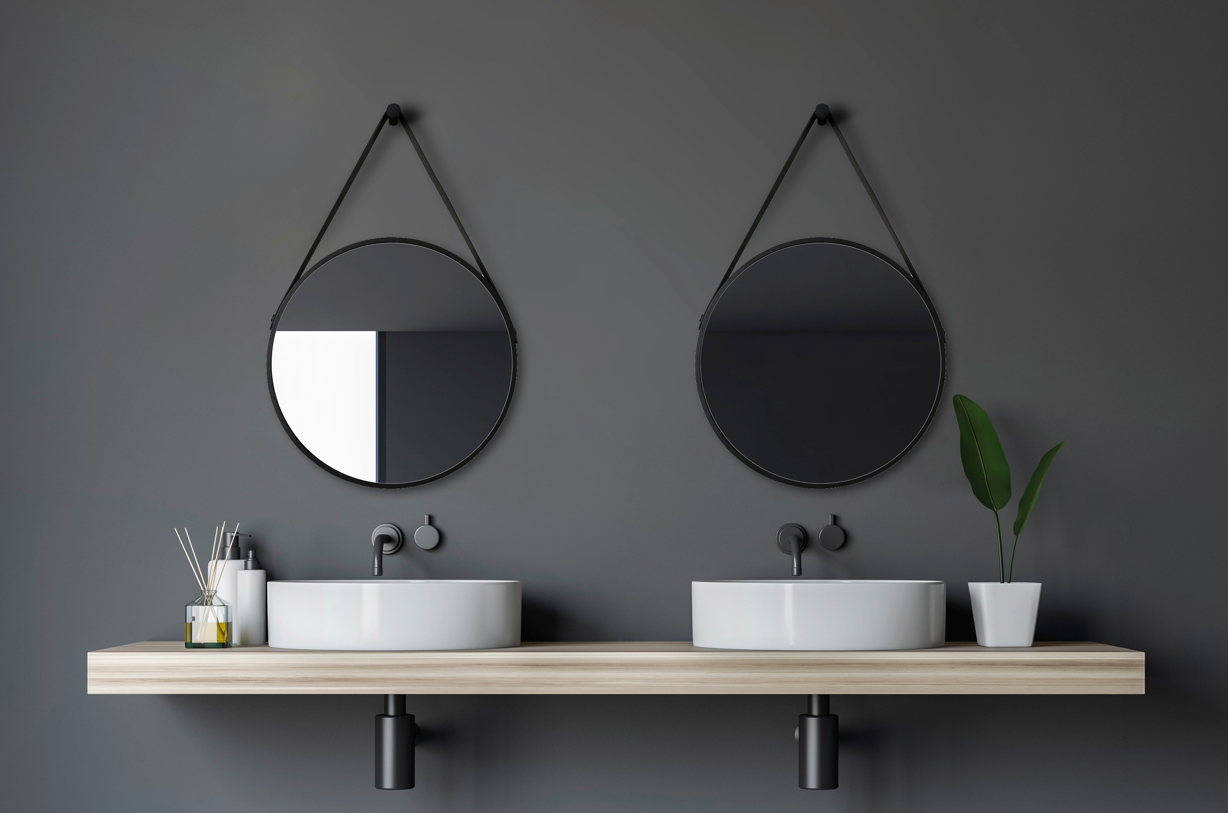 Talos Badspiegel »Black Style«, Durchmesser: 50 cm, mattschwarz lackiert
