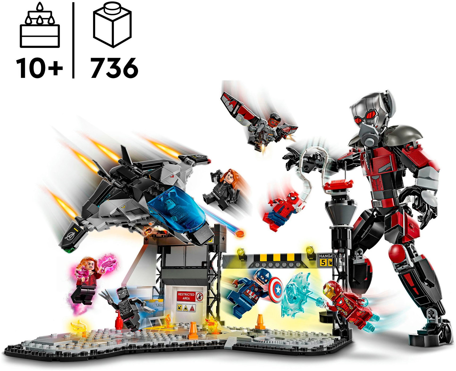 LEGO® Konstruktionsspielsteine »Captain America: Civil War Actionduell (76314), LEGO Super Heroes«, (736 St.), Made in Europe