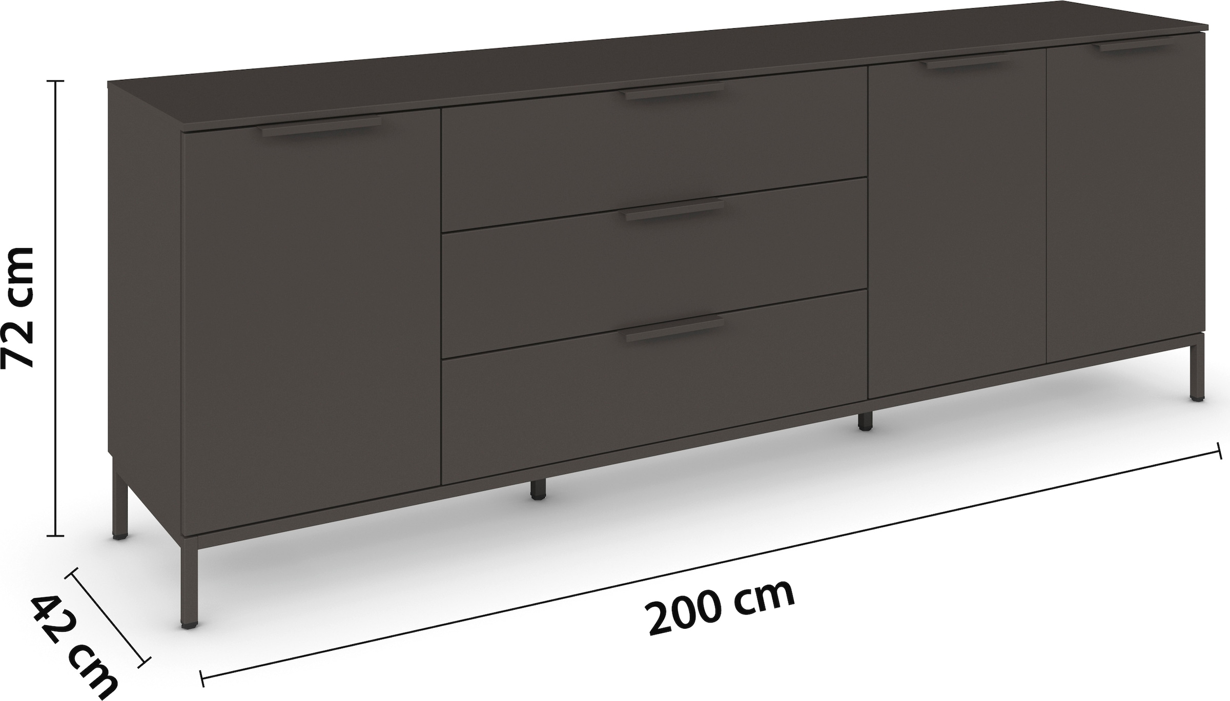 rauch Kombikommode »Kommode Türkommode Sideboard Kombikommode FLIPP« Breite 200 cm mit 2 Einlegeböden,  3-türig mit  3 Schubladen und Soft-Close-Funktion