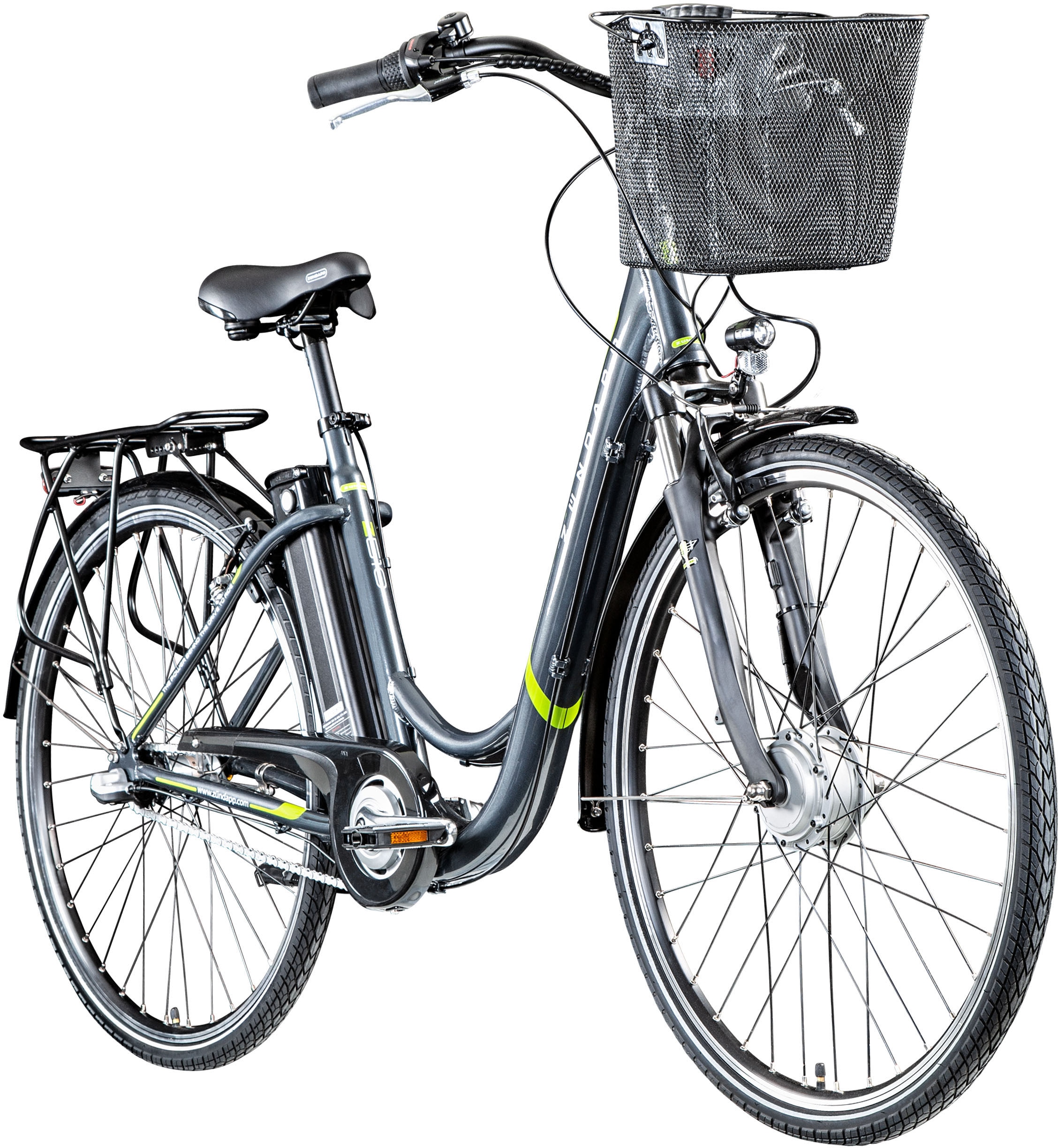 Zündapp E-Bike »Z510«, 3 Gang, Shimano, Nexus SC-3C41, Frontmotor 250 W, Pedelec, Elektrofahrrad für Damen, Cityrad, mit Frontkorb