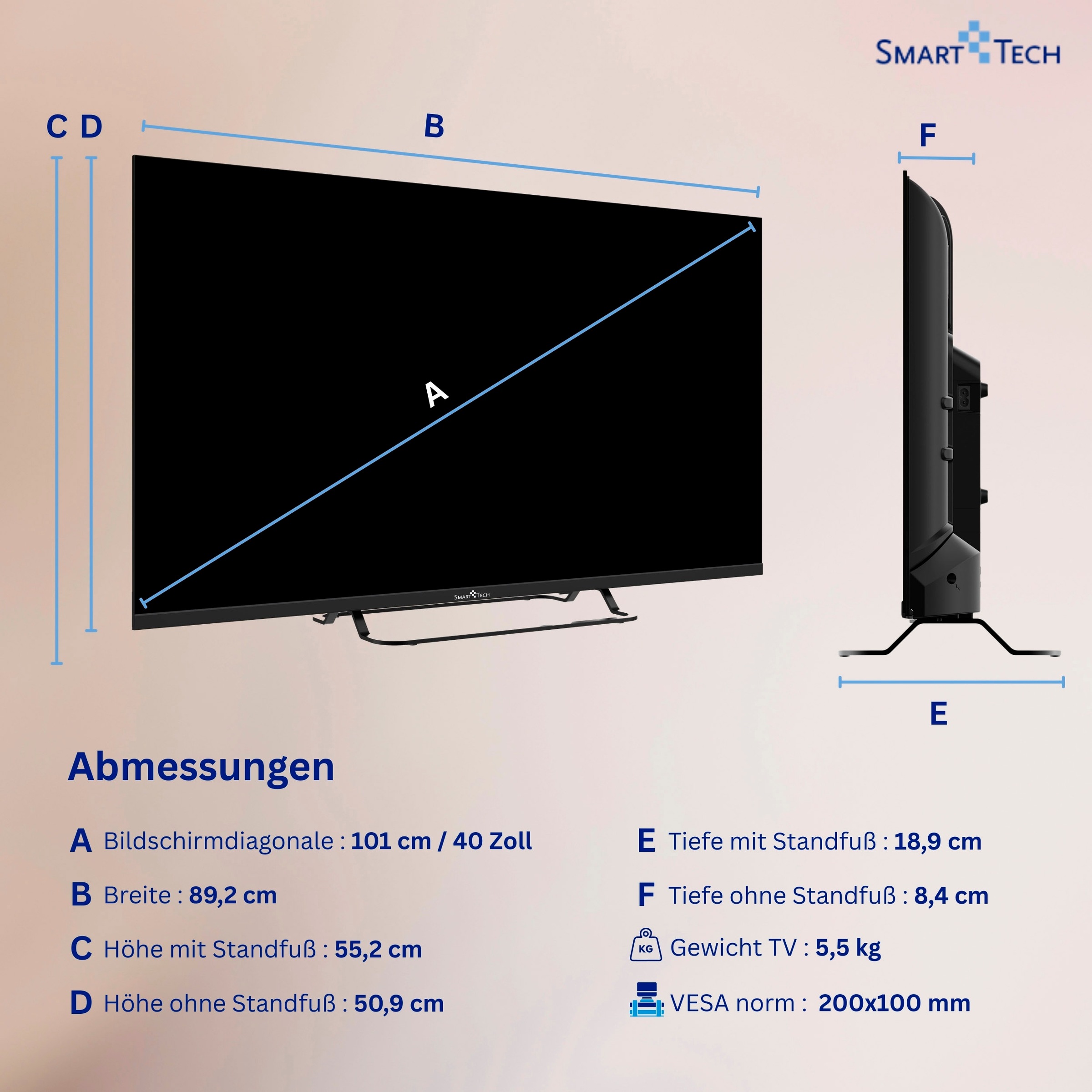 Smart Tech LED-Fernseher »40FV02V« 101 cm/40 ″ Full HD Smart-TV